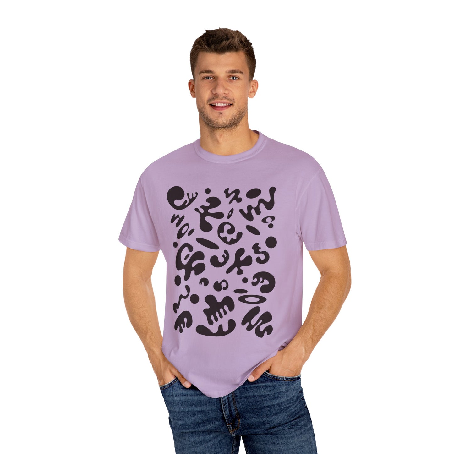 Pure Imagination Unisex Garment-Dyed T-Shirt (Cool Neutrals) - Smoke Signal Black Print