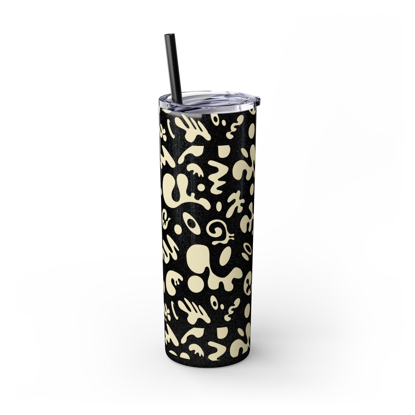 Mirror Work Skinny Color Tumbler w Straw - Blank Page White Print