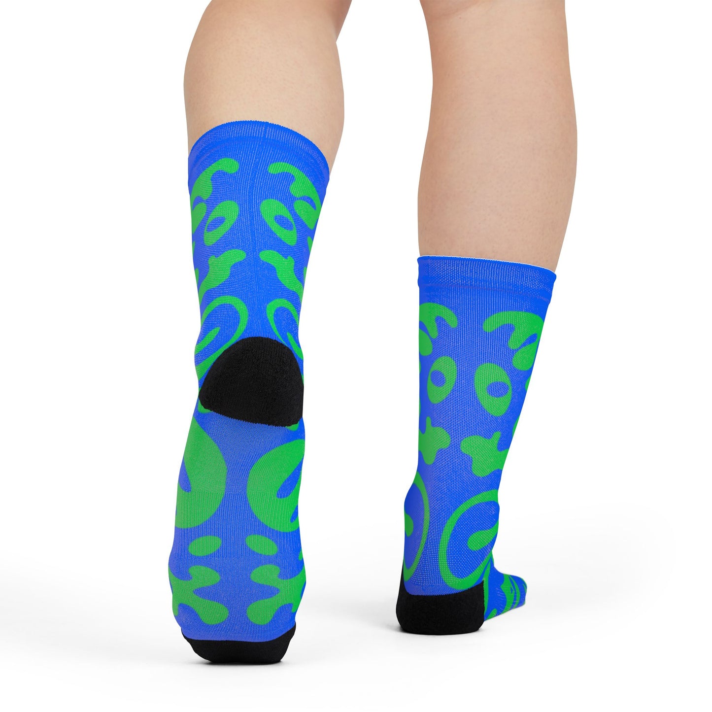Mirror Work Color Crew Socks - Tide Pool