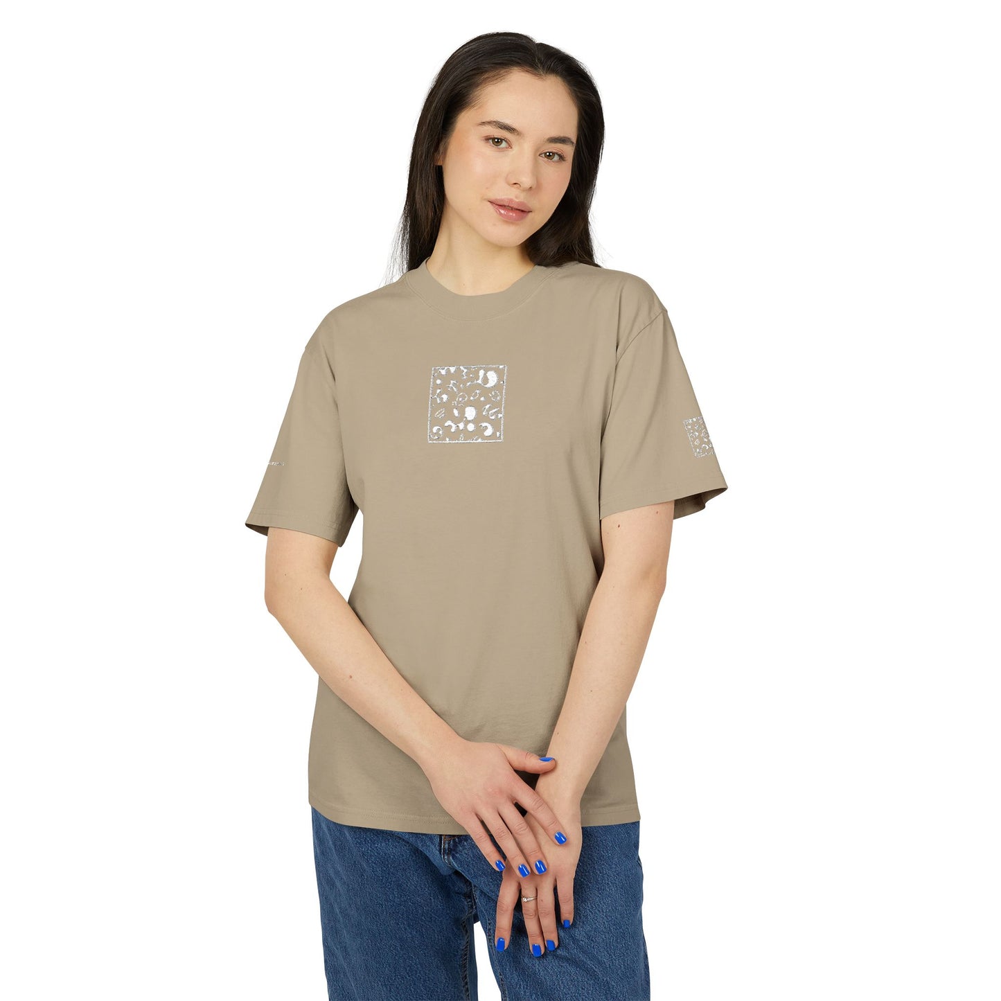 Adorn'd Minimalist Embroidered Unisex Heavy Faded Tee - Blank Page White