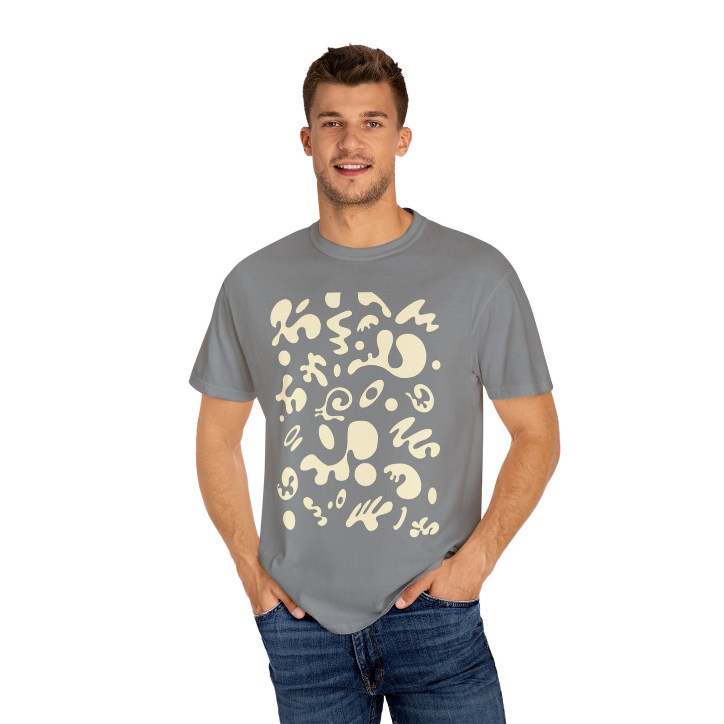 Pure Imagination Unisex Garment Dyed T-Shirt (Warm Neutrals) - Blank Page White Print