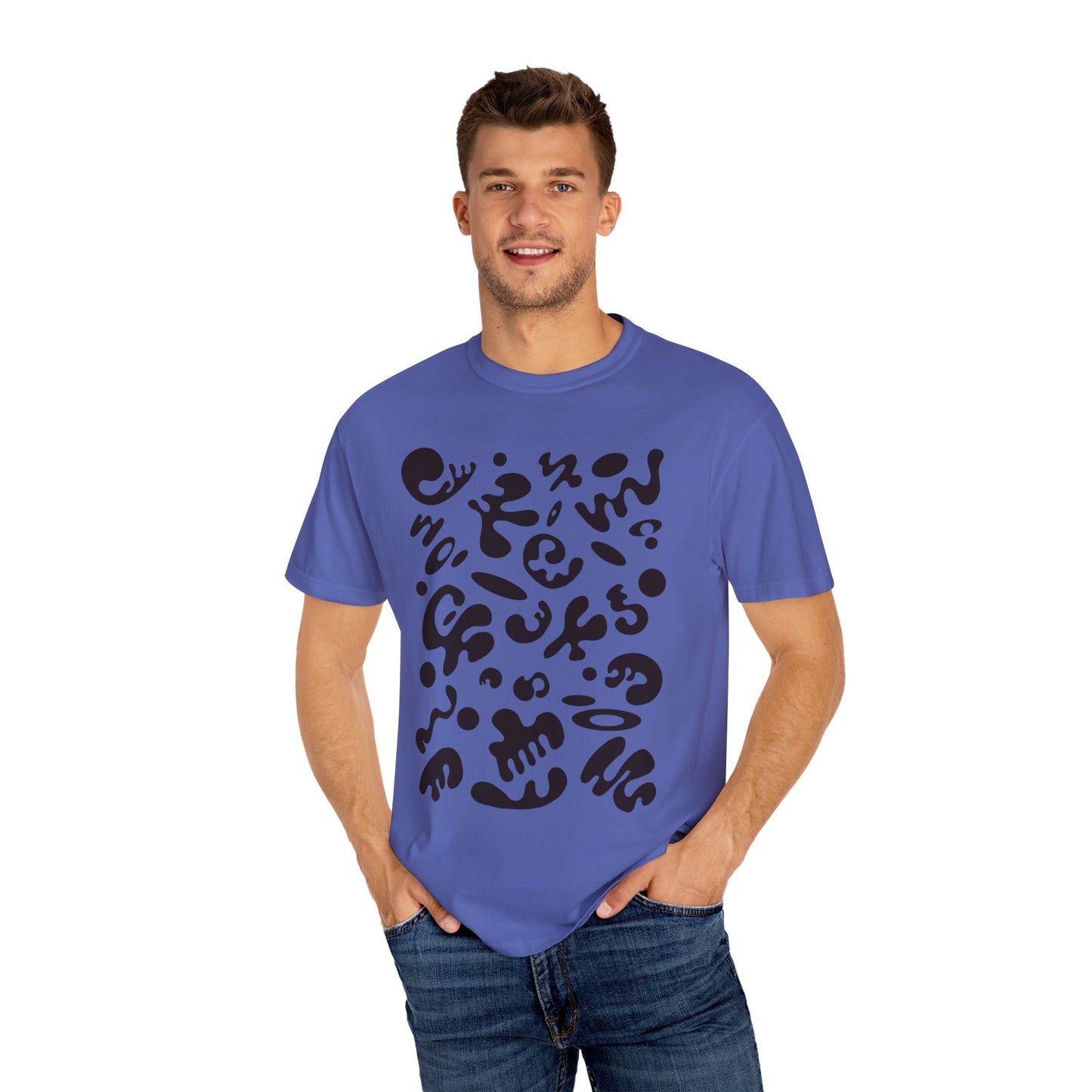 Pure Imagination Unisex Garment-Dyed T-Shirt (Cool Neutrals) - Smoke Signal Black Print