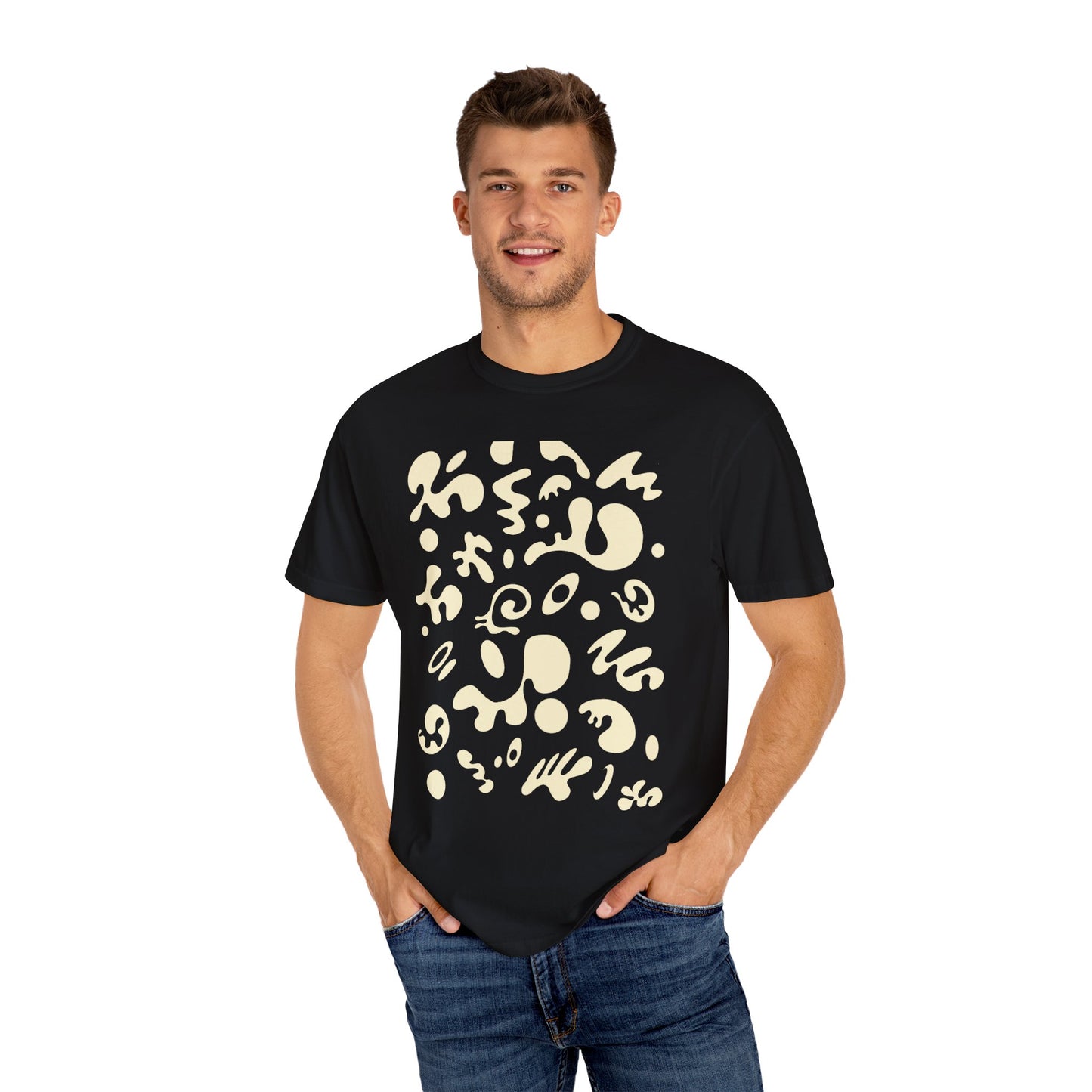 Pure Imagination Unisex Garment Dyed T-Shirt (Warm Neutrals) - Blank Page White Print