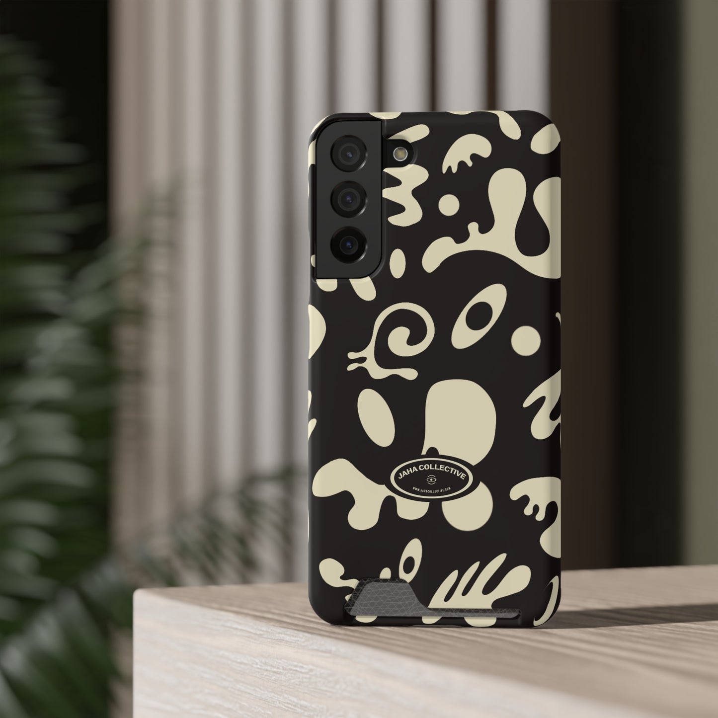 Pure Imagination Phone Case w Card Holder - Smoke Signal Black