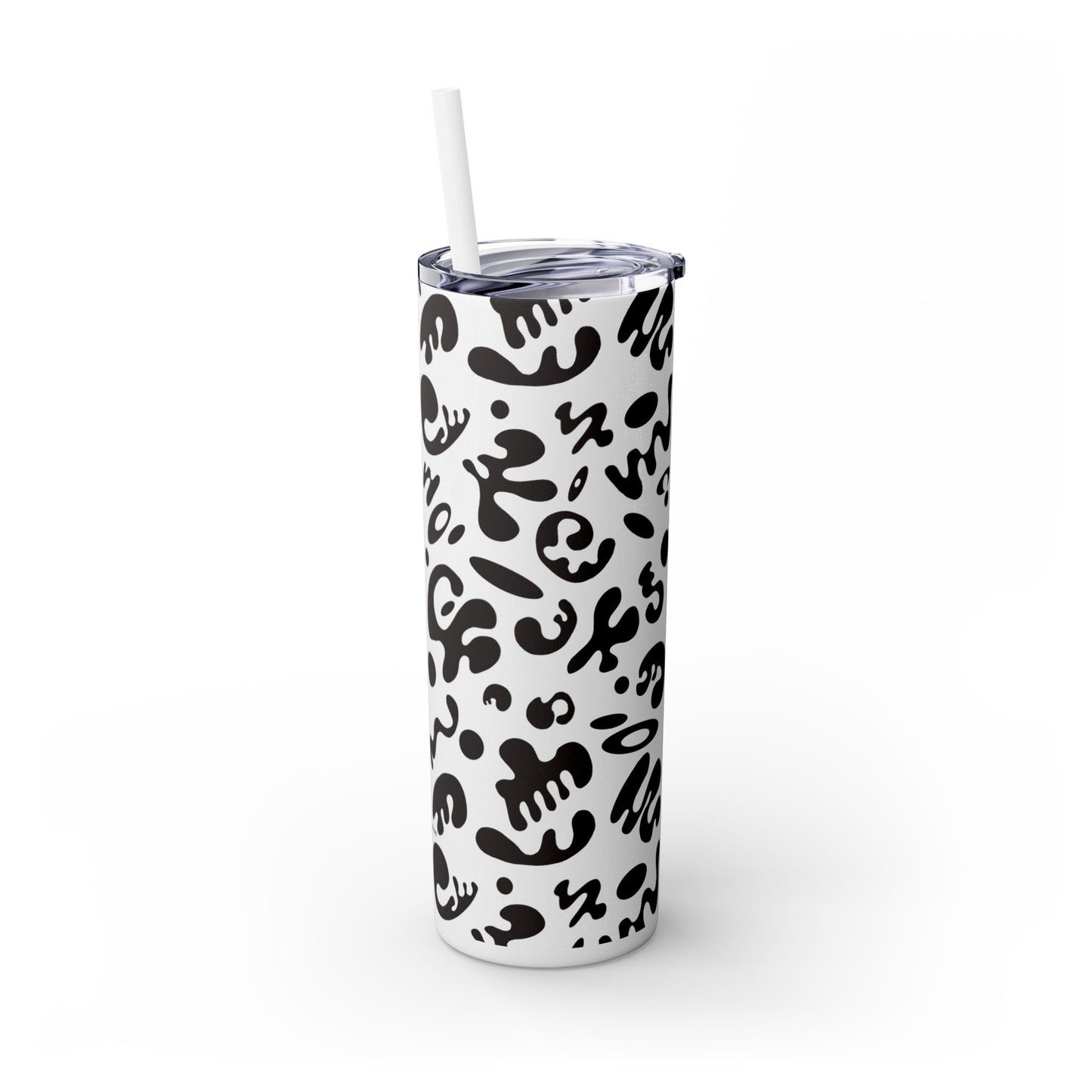 Mirror Work Skinny Color Tumbler w Straw - Smoke Signal Black Print