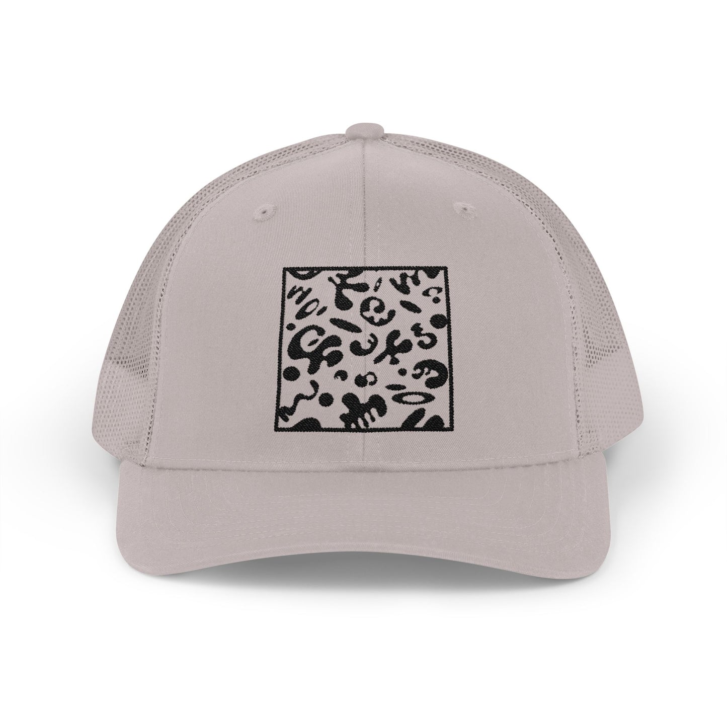 Adorn'd Square Embroidered Retro Trucker Hat - Smoke Signal Black