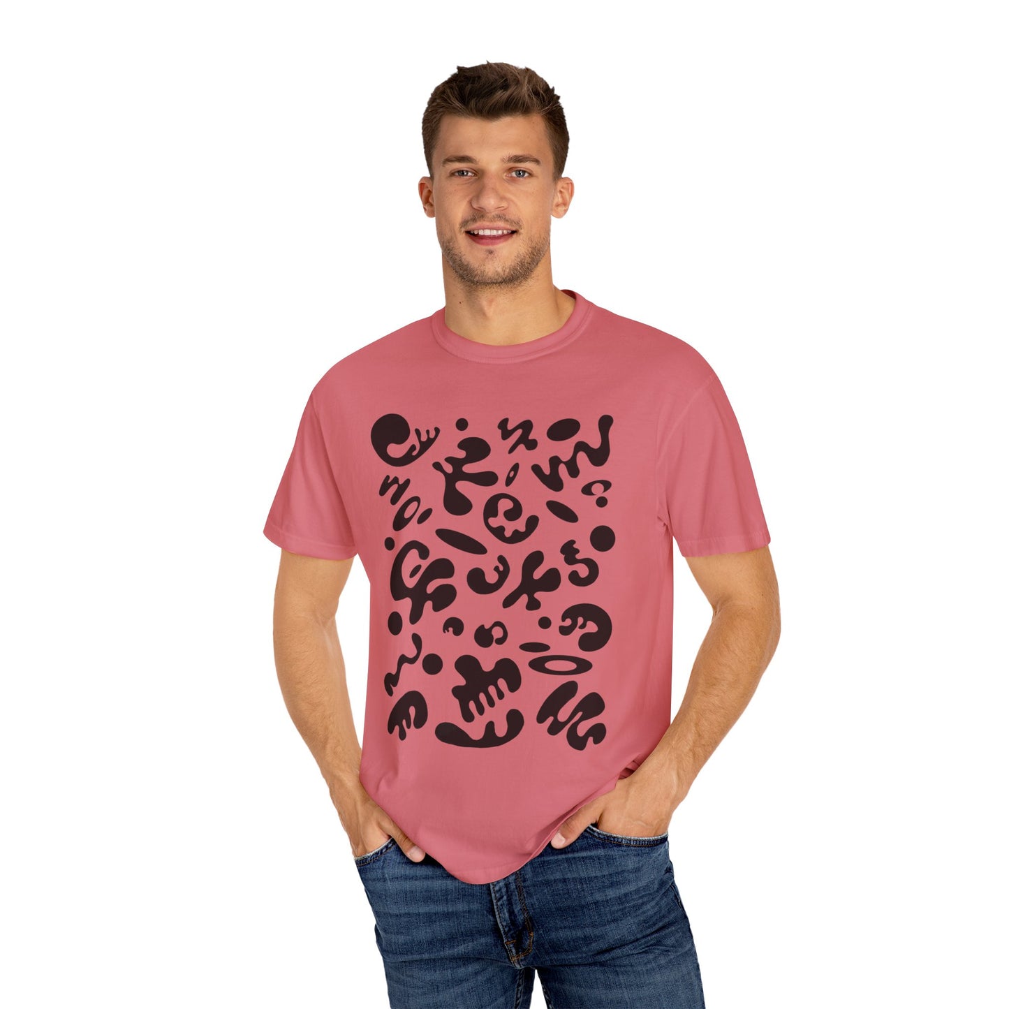 Pure Imagination Unisex Garment-Dyed T-Shirt (Warm Neutrals) - Smoke Signal Black Print