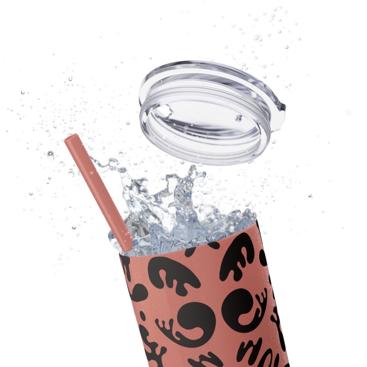 Mirror Work Skinny Color Tumbler w Straw - Smoke Signal Black Print