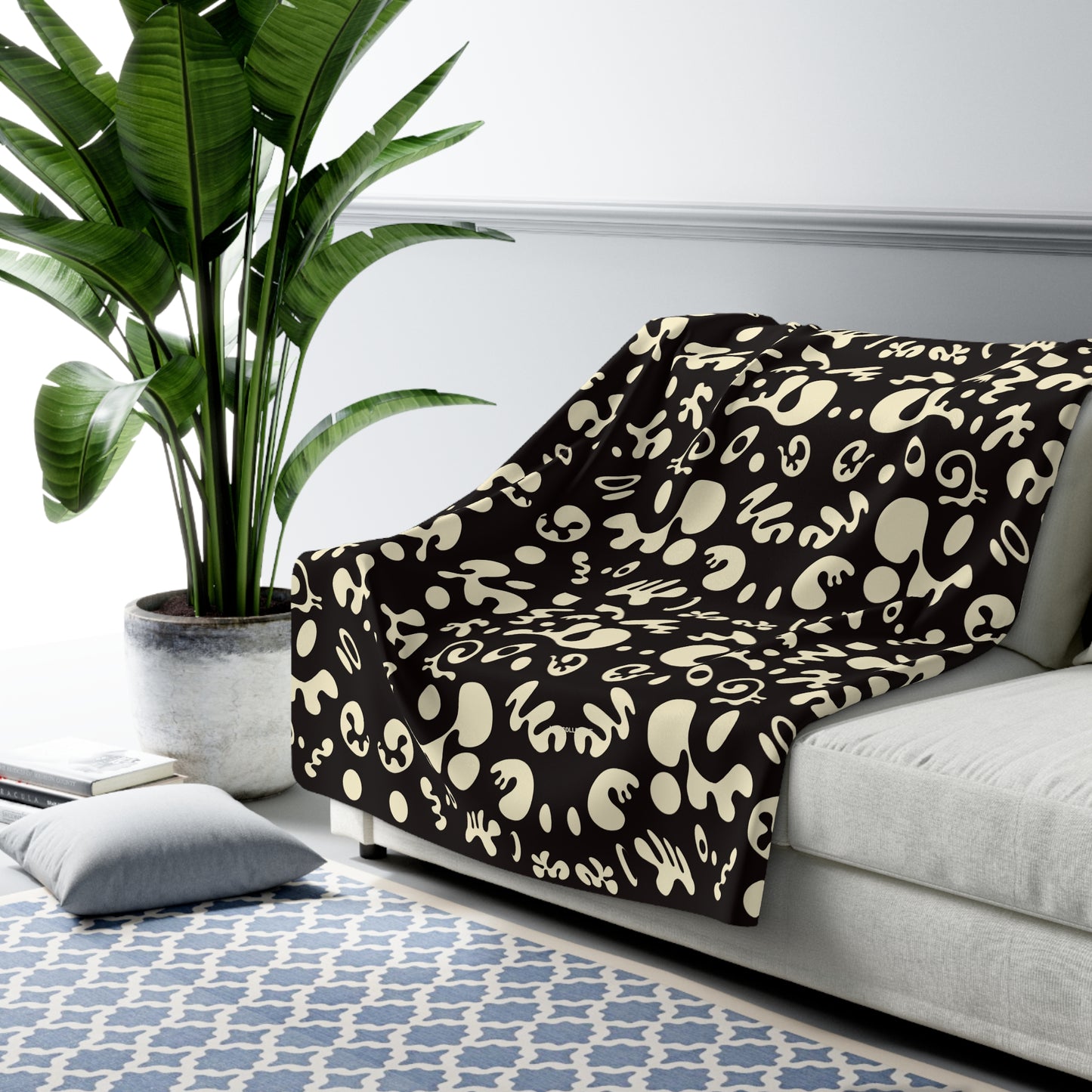 Mirror Work Sherpa Fleece Blanket - Smoke Signal