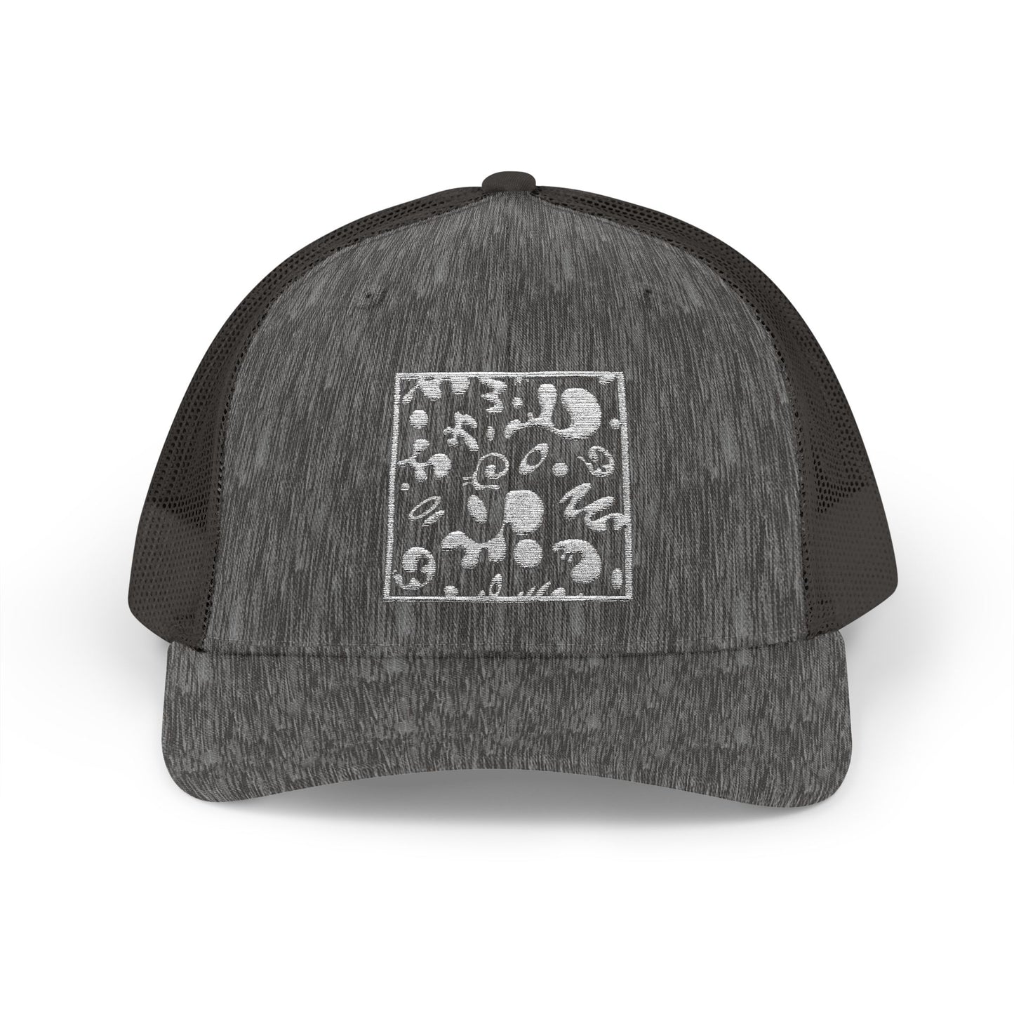 Adorn'd Square Embroidered Retro Trucker Hat - Starlight White