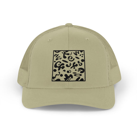 Adorn'd Square Embroidered Retro Trucker Hat - Smoke Signal Black