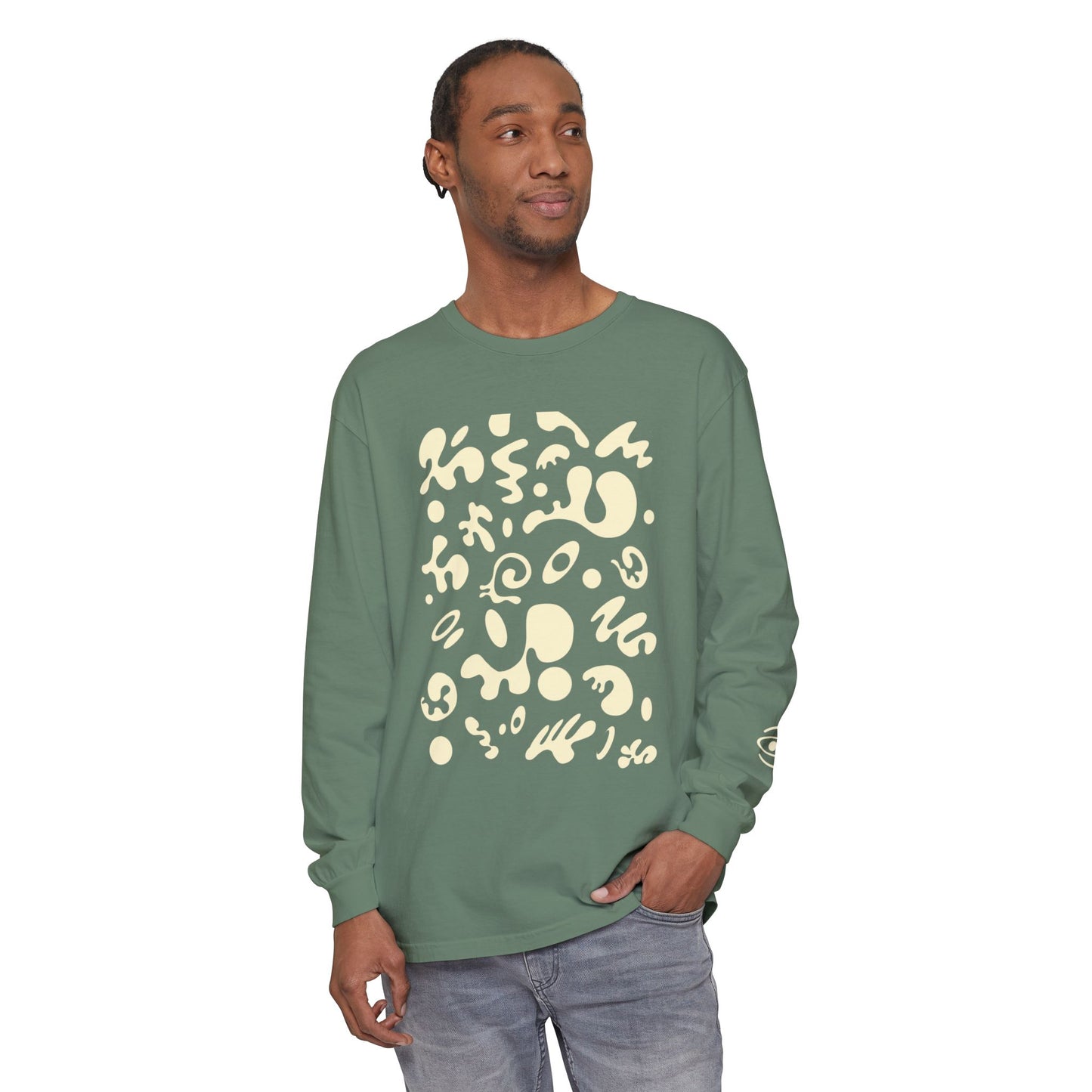 Pure Imagination Unisex Garment-Dyed Long Sleeve T-Shirt - Blank Page White Print