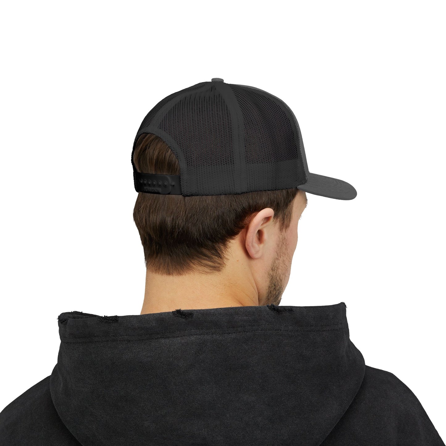 Adorn'd Logo Embroidered Retro Trucker Hat - Smoke Signal Black