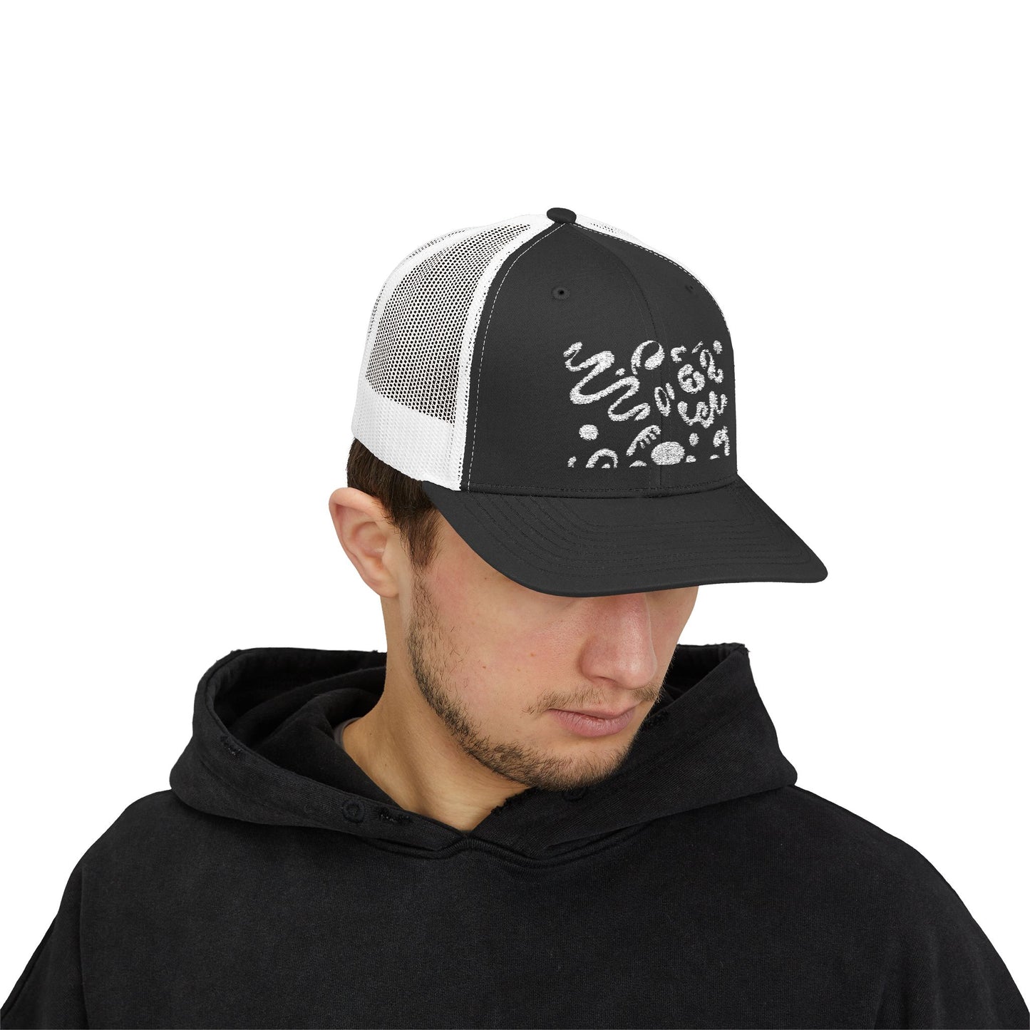 Pure Imagination Embroidered Retro Trucker Hat - Blank Page White