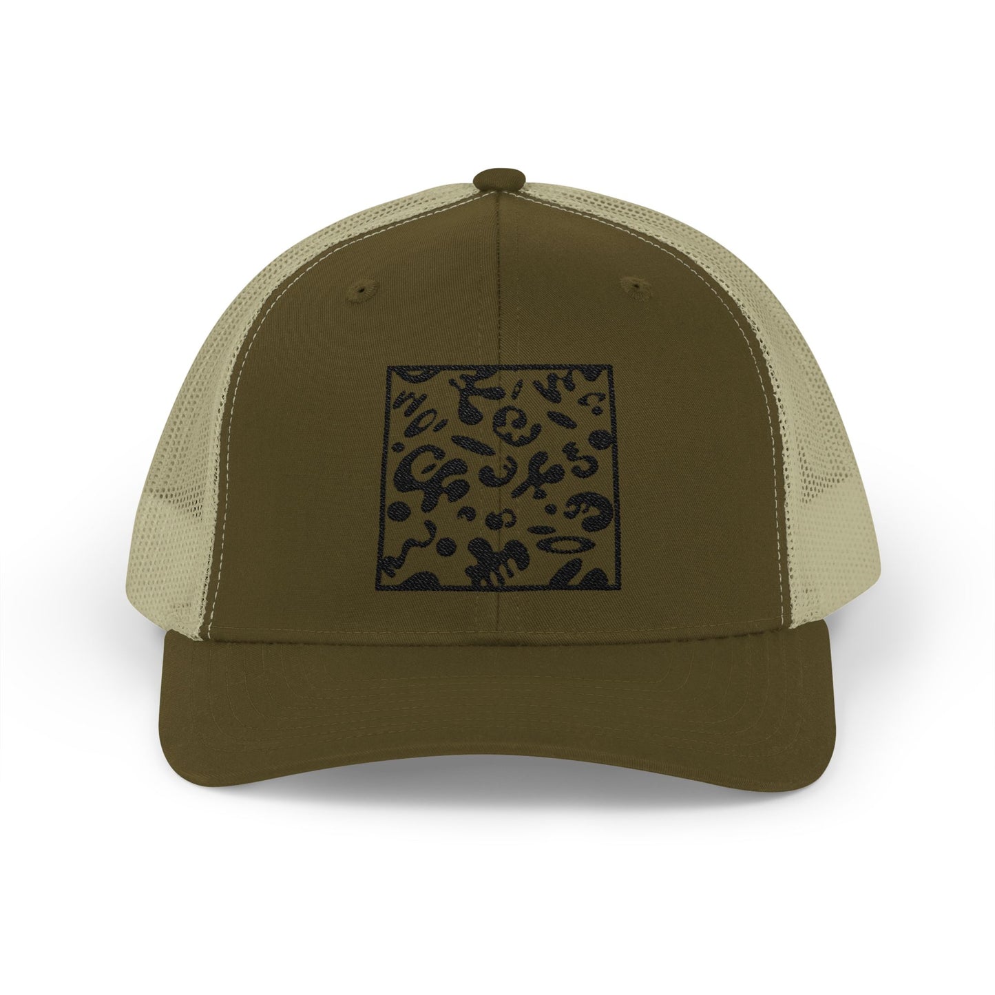 Adorn'd Square Embroidered Retro Trucker Hat - Smoke Signal Black