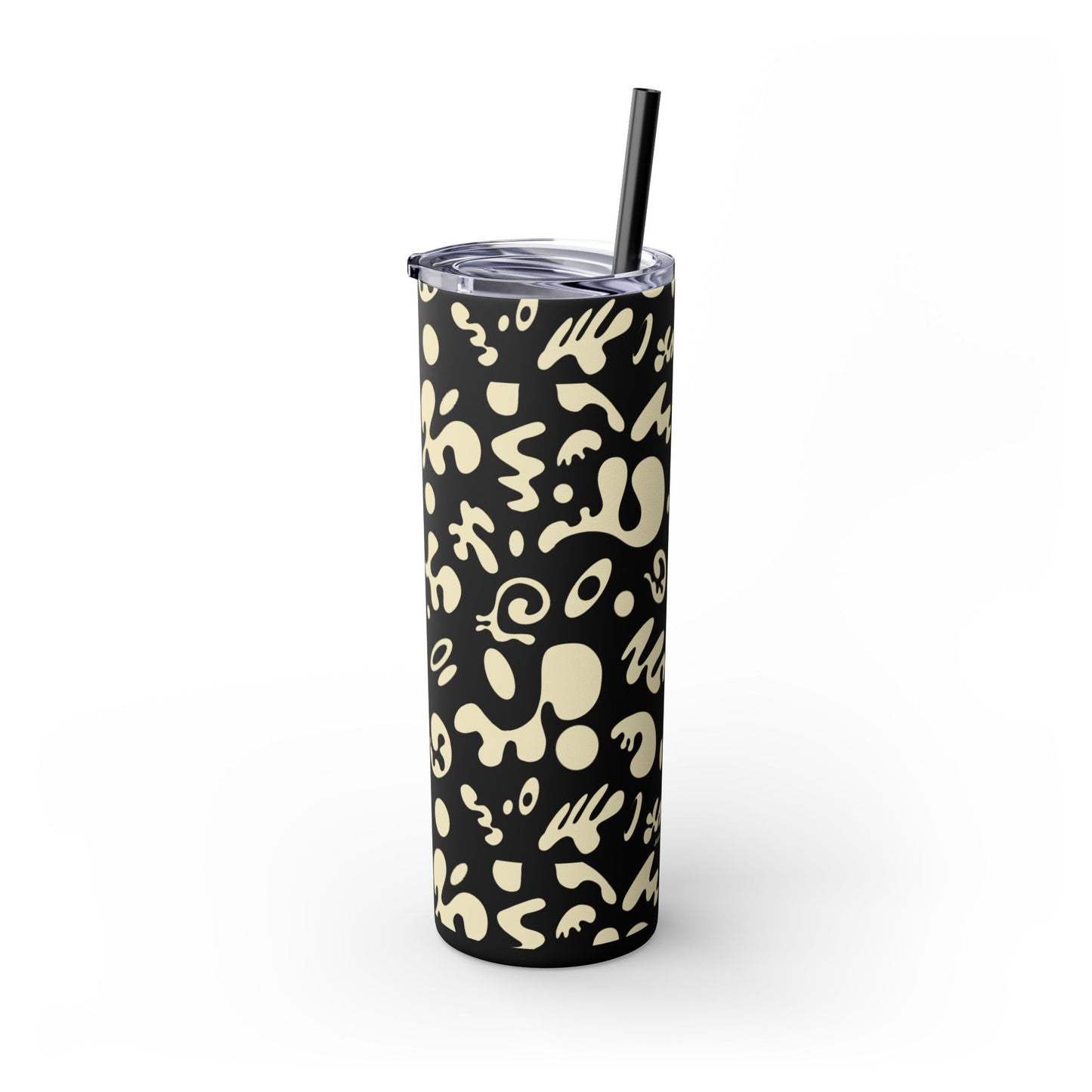 Mirror Work Skinny Color Tumbler w Straw - Blank Page White Print