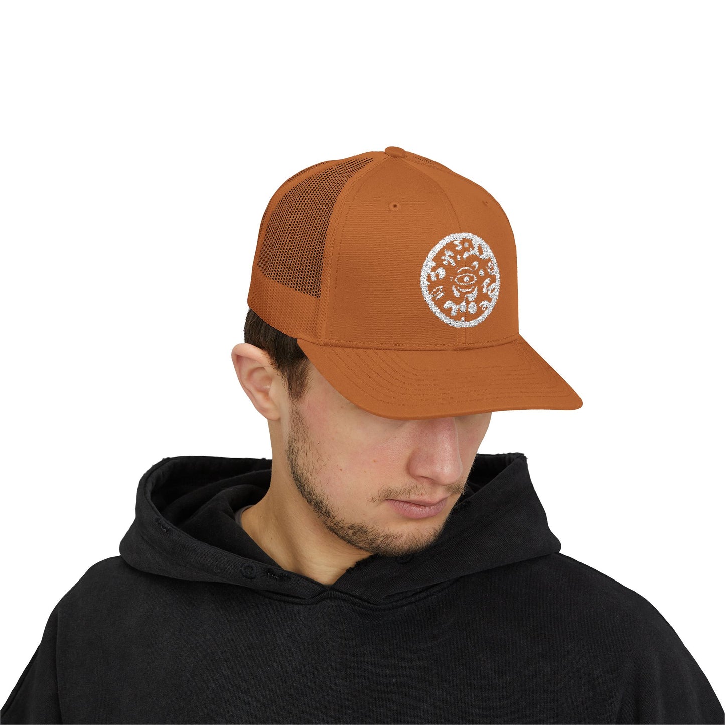 Adorn'd Logo Embroidered Retro Trucker Hat - Starlight White