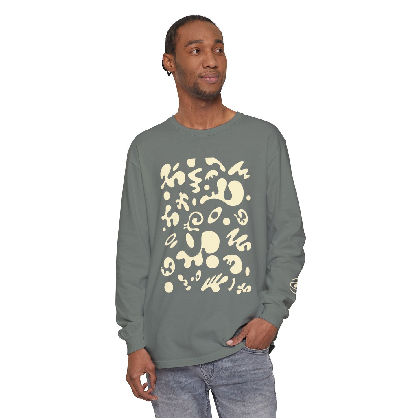 Pure Imagination Unisex Garment-Dyed Long Sleeve T-Shirt - Blank Page White Print
