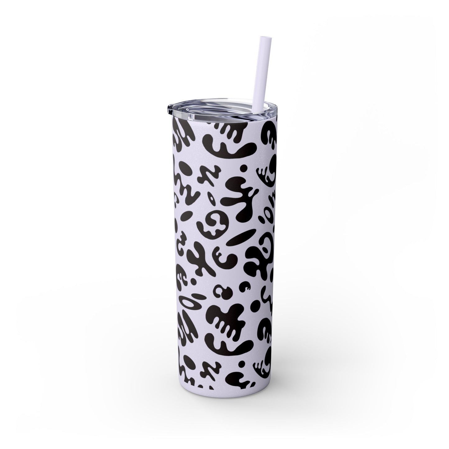 Mirror Work Skinny Color Tumbler w Straw - Smoke Signal Black Print