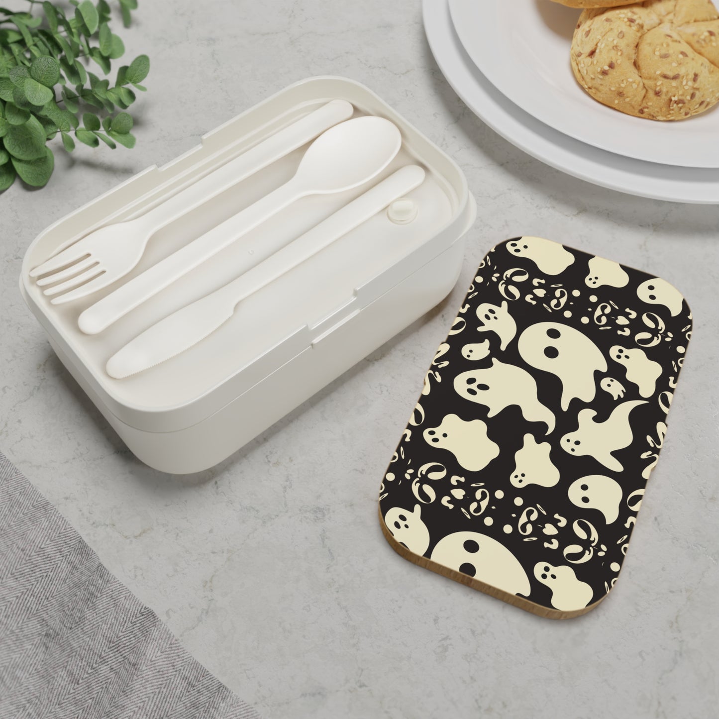 Boo Thing Bento Lunch Box w Elastic Band & Cutlery