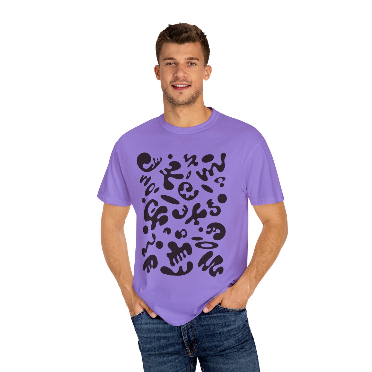Pure Imagination Unisex Garment-Dyed T-Shirt (Cool Neutrals) - Smoke Signal Black Print