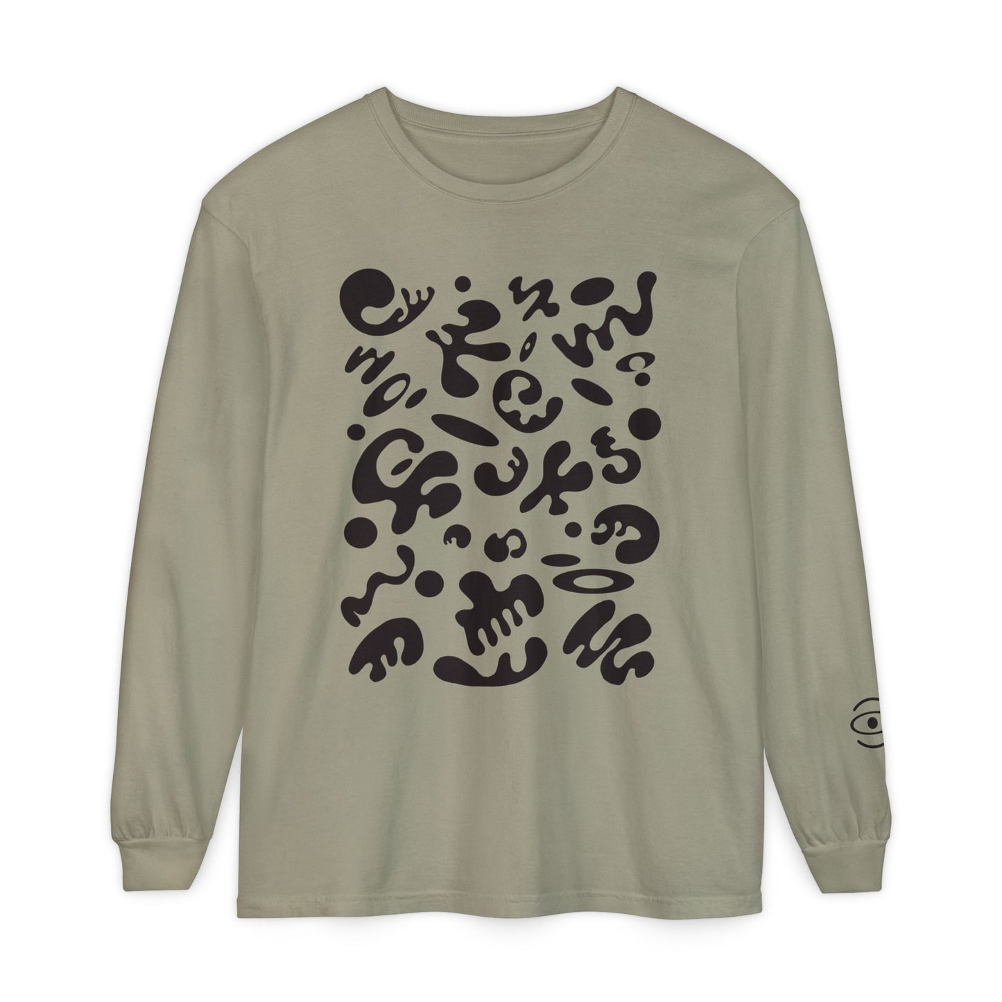 Pure Imagination Unisex Garment Dyed Long Sleeve T-Shirt - Smoke Signal Black Print