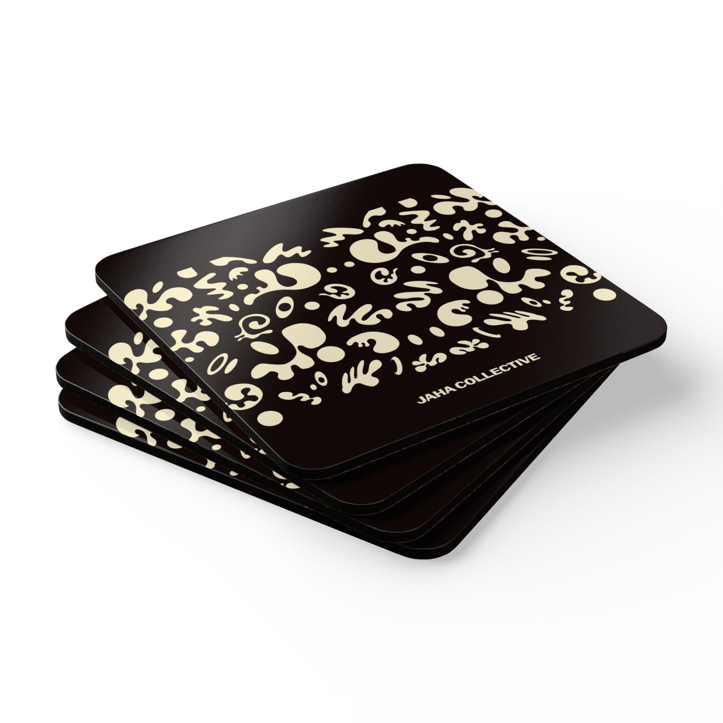 Mirror Work Corkwood Coaster Set (4) - Smoke Signal Black