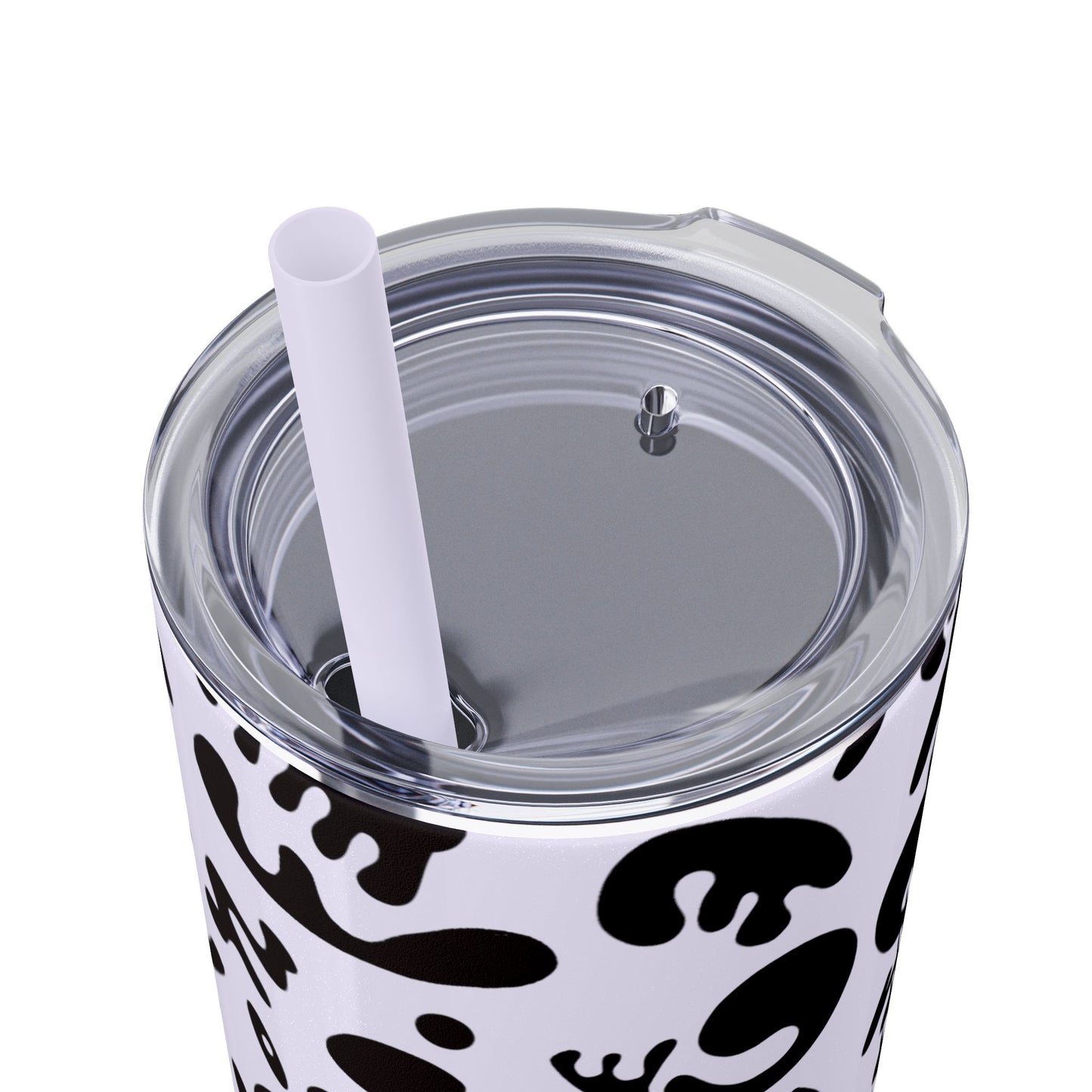 Mirror Work Skinny Color Tumbler w Straw - Smoke Signal Black Print