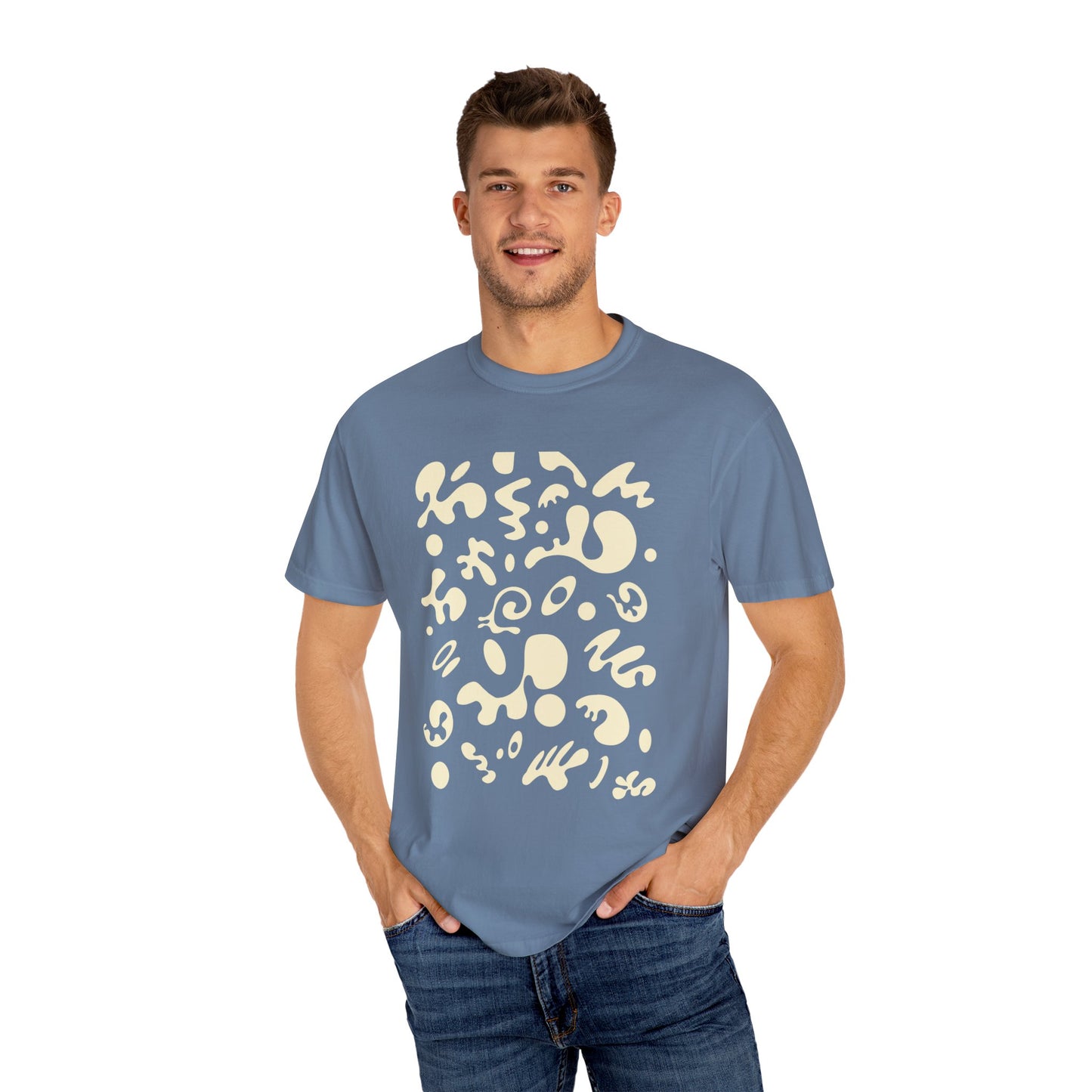 Pure Imagination Unisex Garment-Dyed T-Shirt (Cool Neutrals) - Blank Page White Print