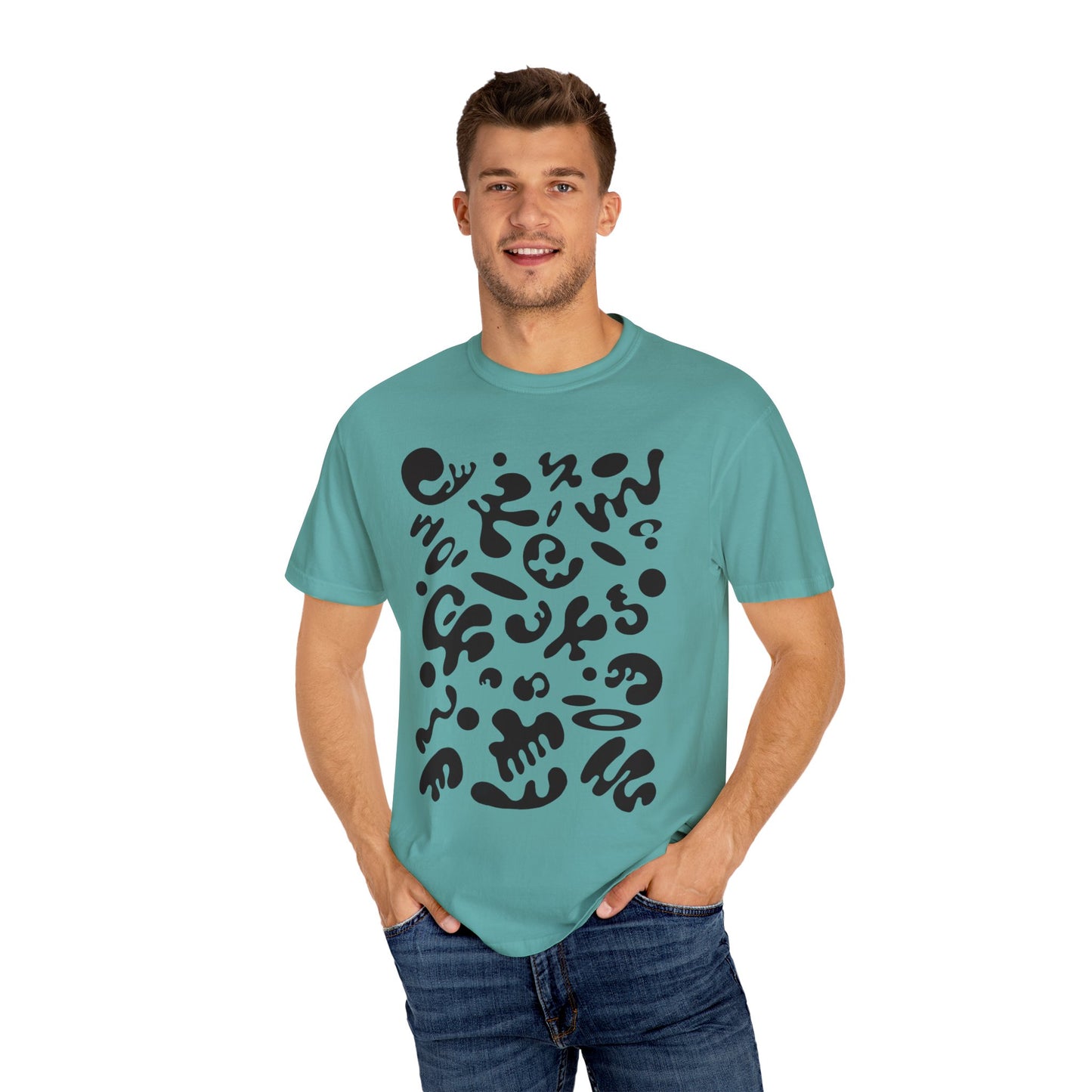 Pure Imagination Unisex Garment-Dyed T-Shirt (Cool Neutrals) - Smoke Signal Black Print