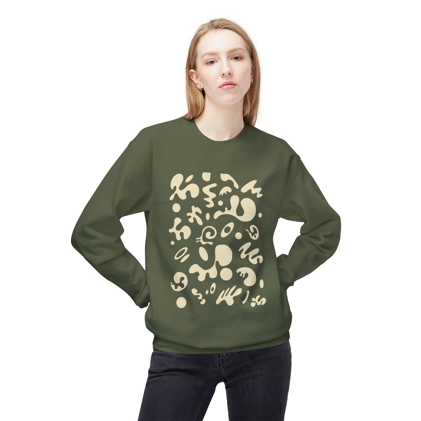 Pure Imagination Unisex Midweight Softstyle Fleece Crewneck Sweatshirt - Blank Page White Print