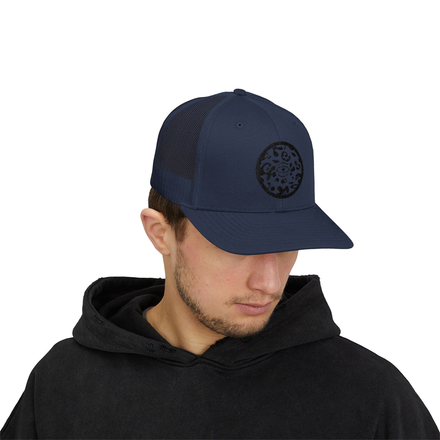 Adorn'd Logo Embroidered Retro Trucker Hat - Smoke Signal Black