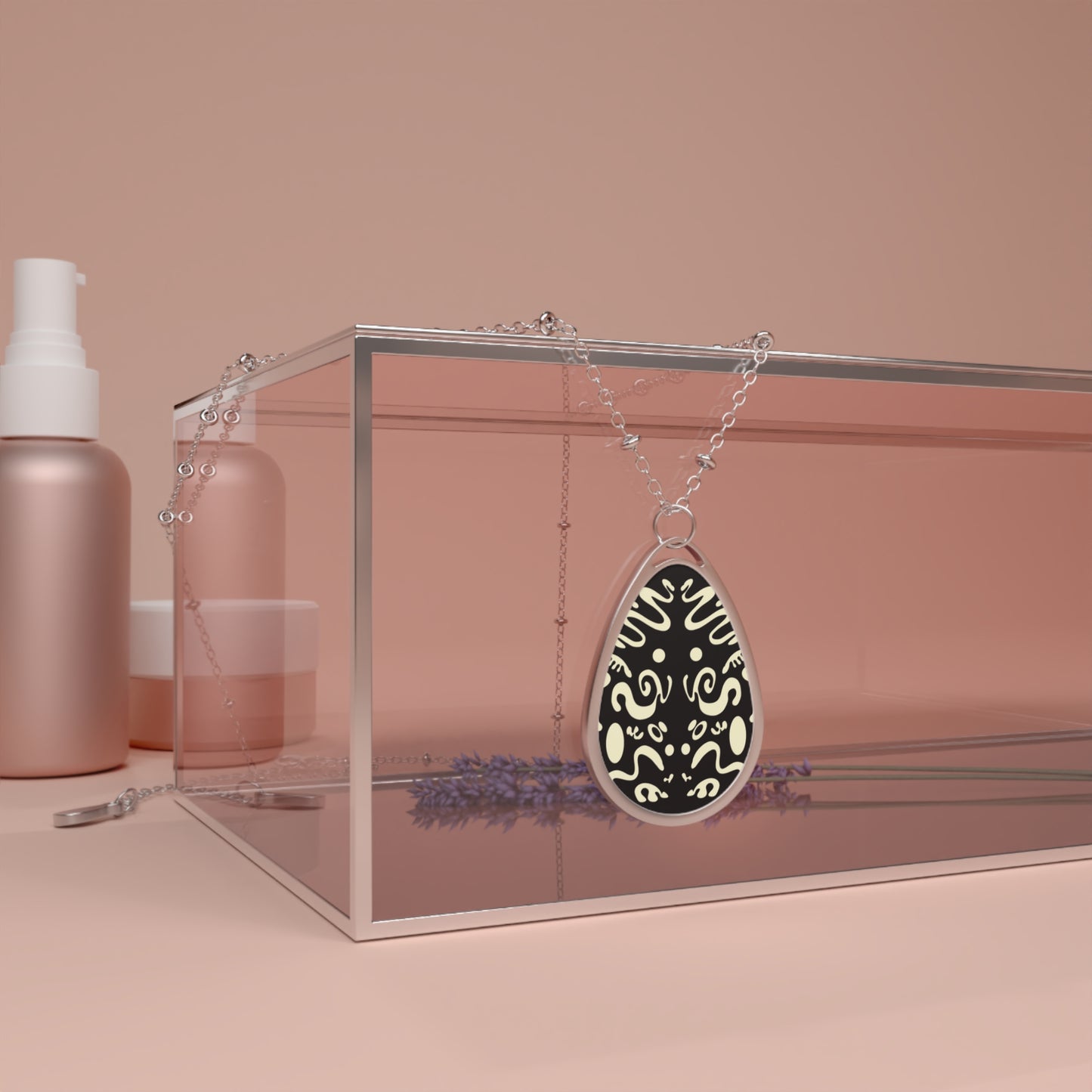 Mirror Work Color Oval Necklace - Smoke Signal