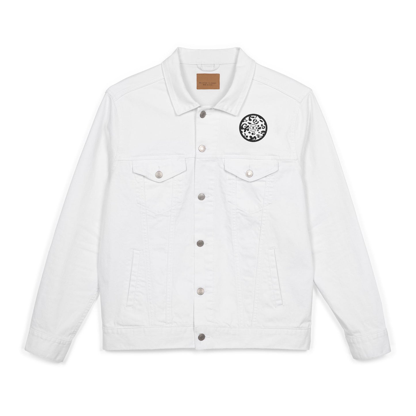 Adorn'd Embroidered Unisex Denim Jacket - Smoke Signal Black