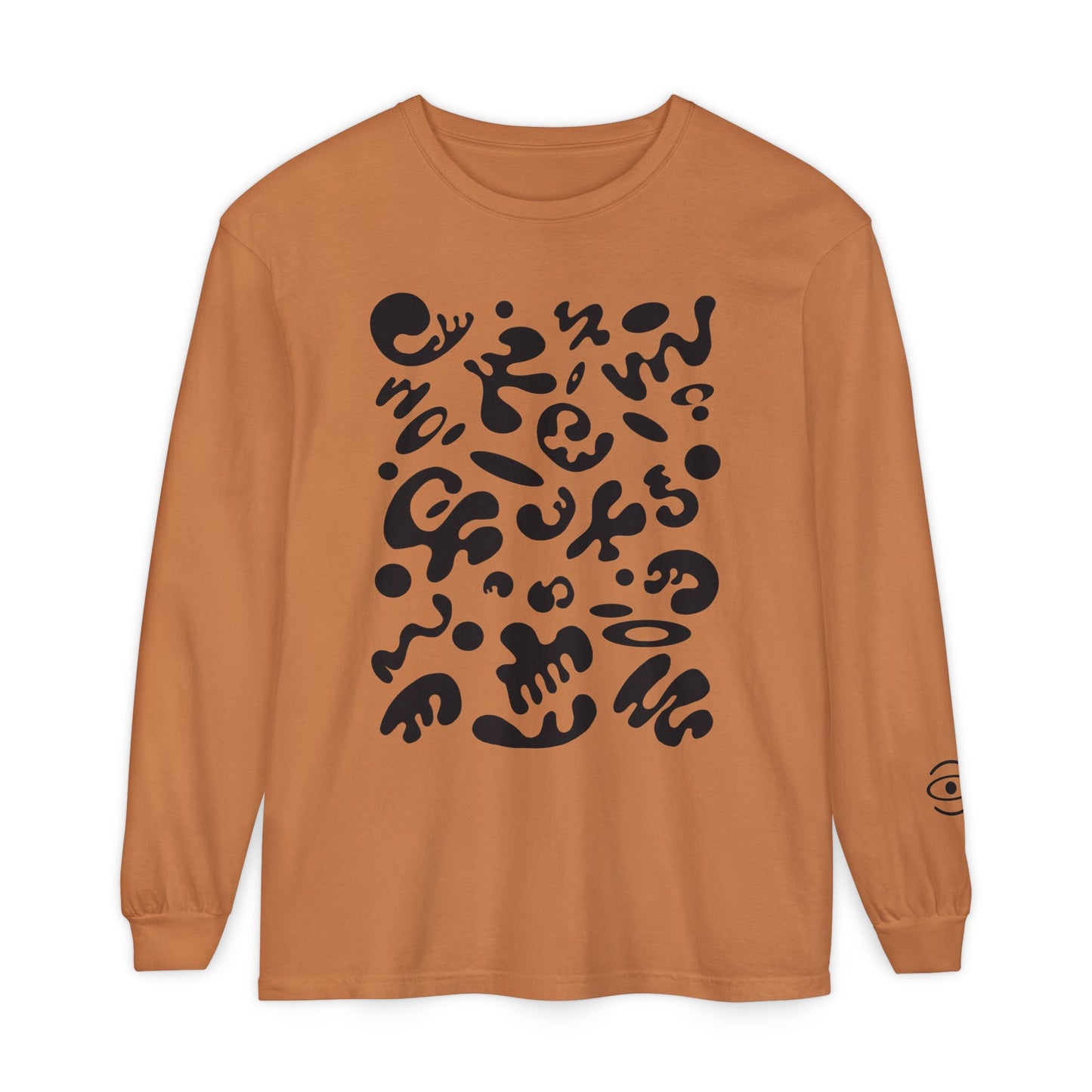 Pure Imagination Unisex Garment Dyed Long Sleeve T-Shirt - Smoke Signal Black Print