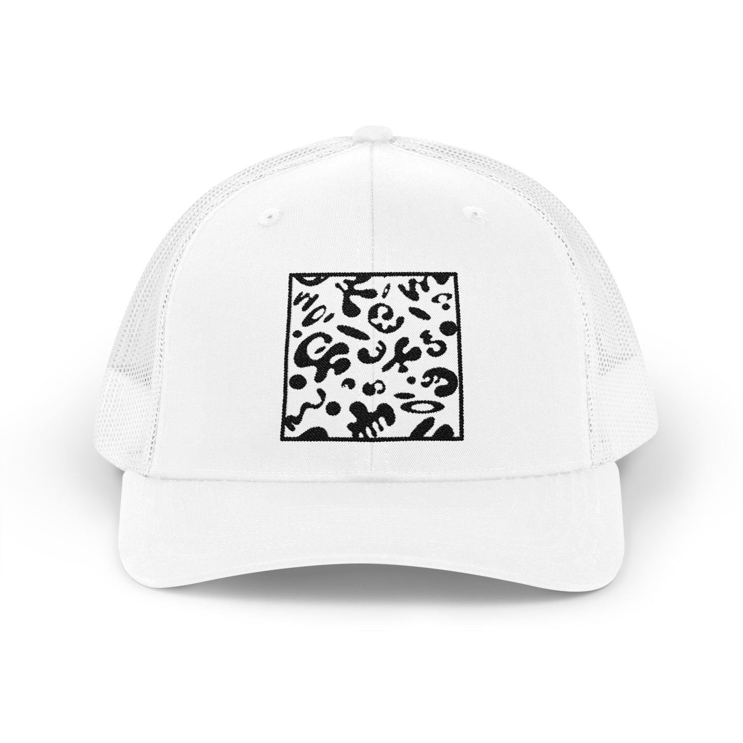 Adorn'd Square Embroidered Retro Trucker Hat - Smoke Signal Black