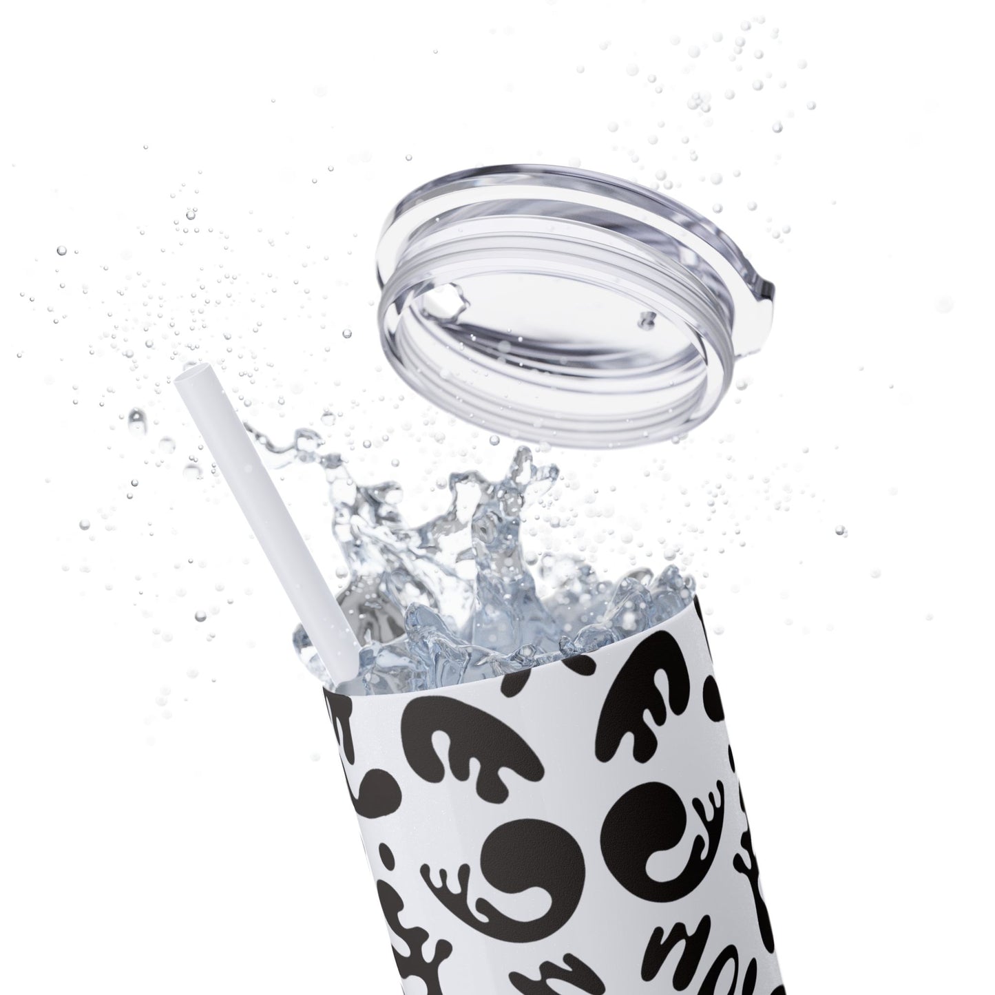 Mirror Work Skinny Color Tumbler w Straw - Smoke Signal Black Print