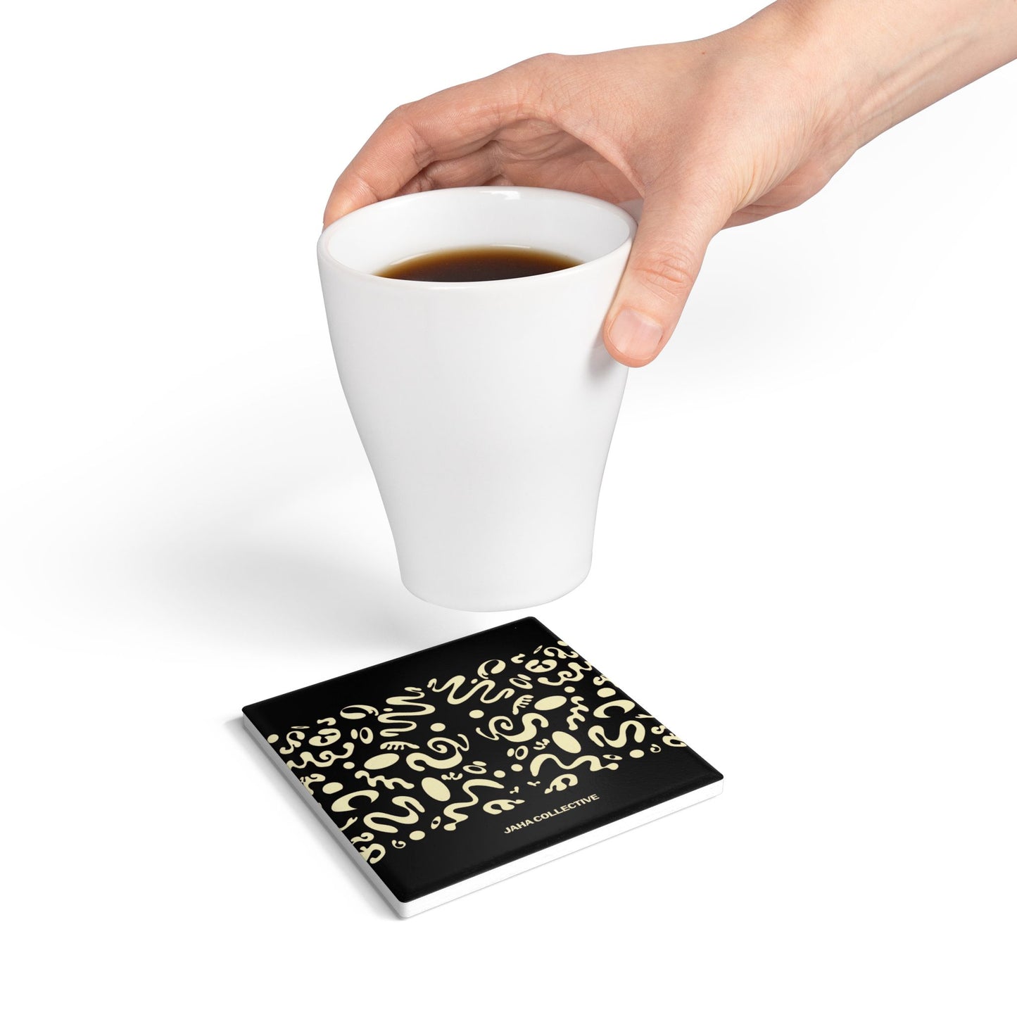 Mirror Work Ceramic Coaster (Square or Circle) - Smoke Signal Black