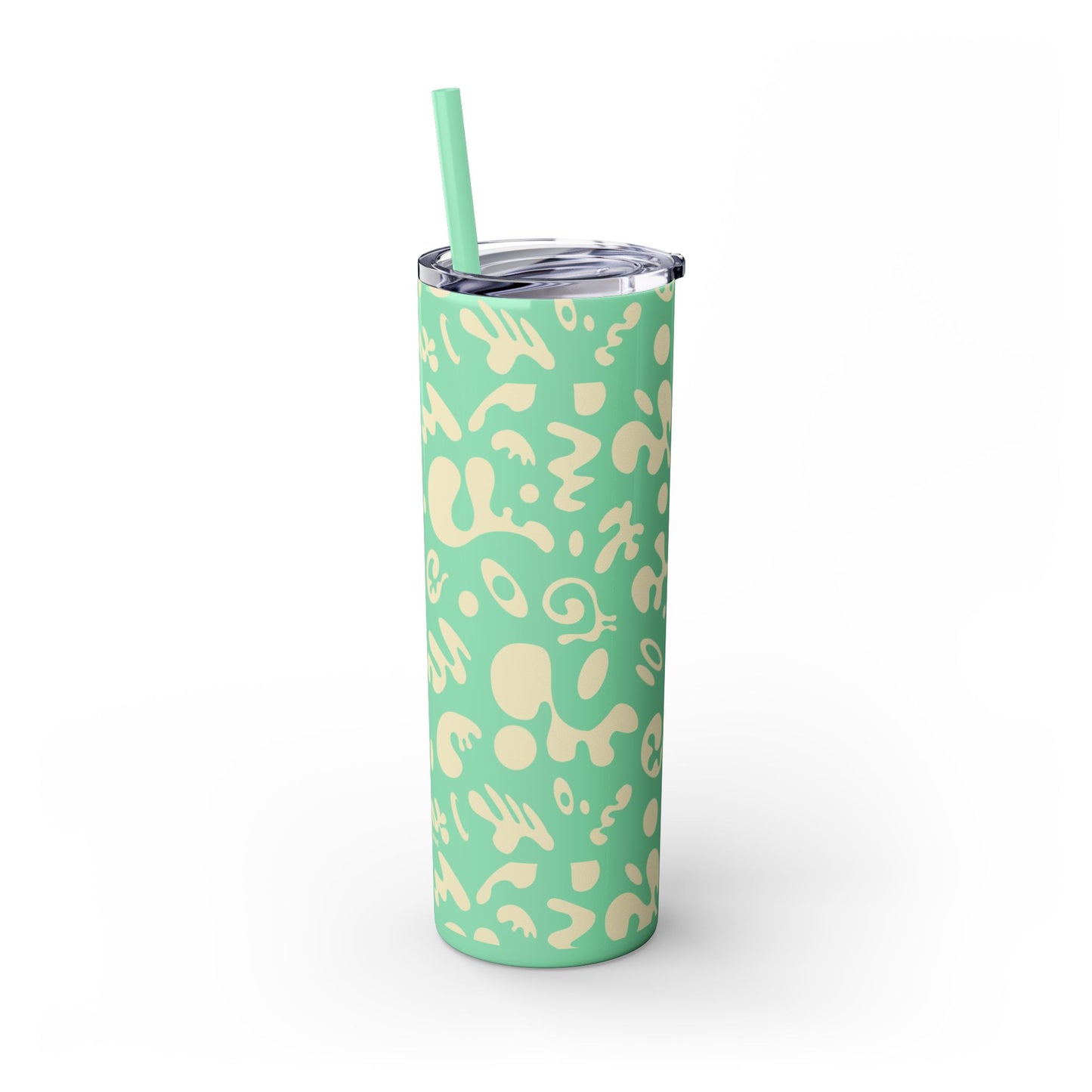 Mirror Work Skinny Color Tumbler w Straw - Blank Page White Print