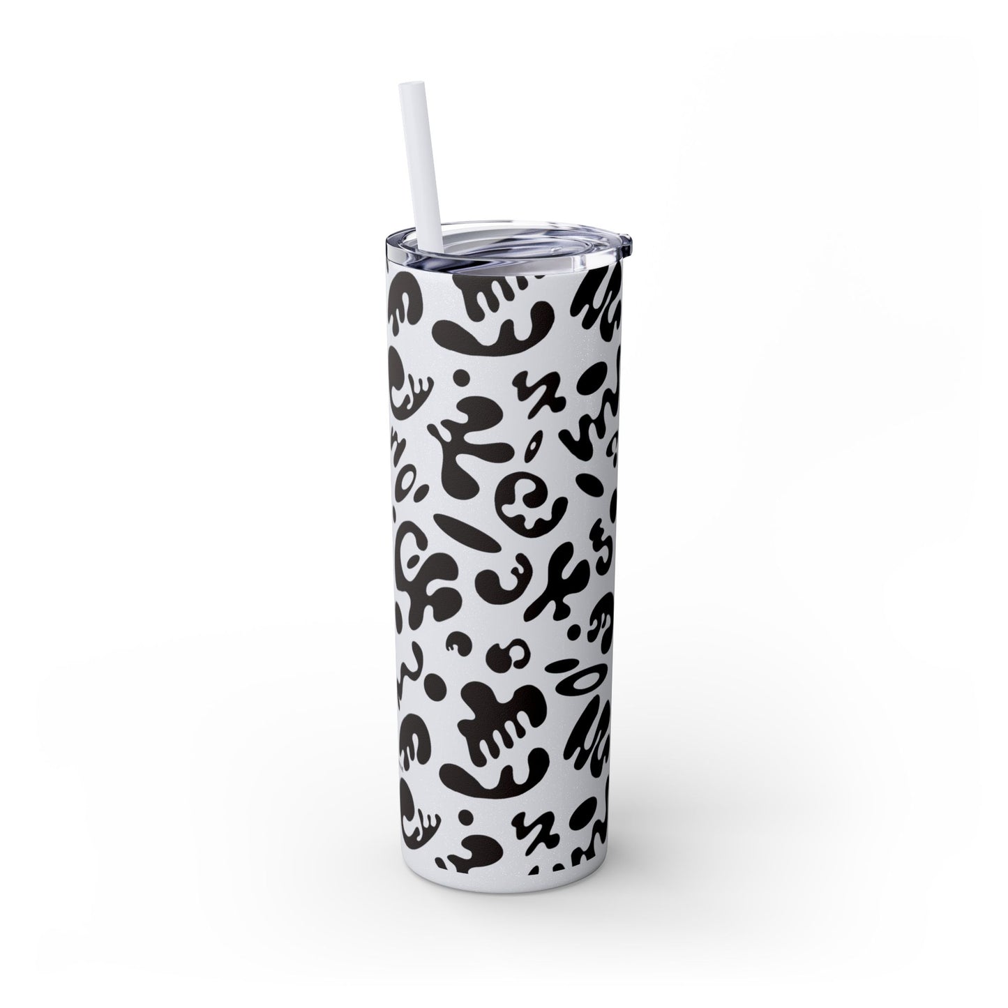 Mirror Work Skinny Color Tumbler w Straw - Smoke Signal Black Print