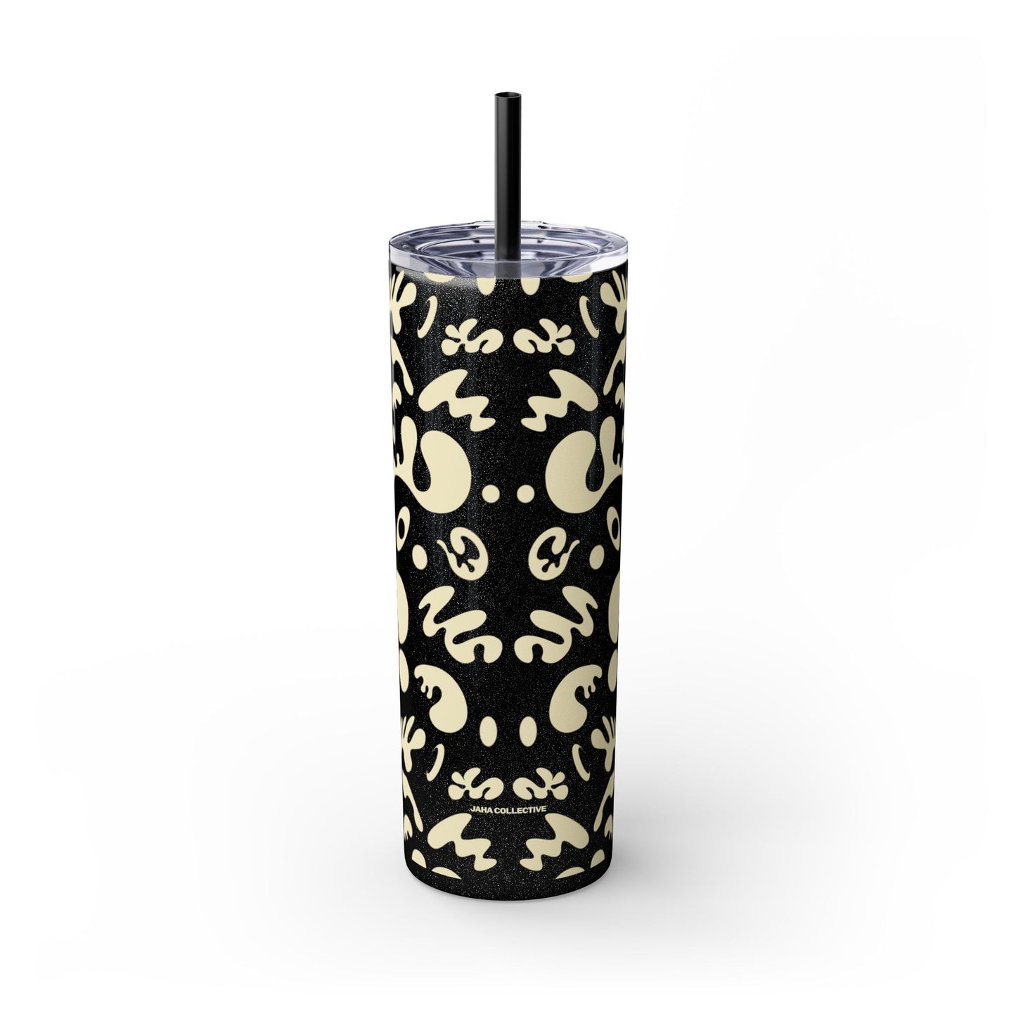 Mirror Work Skinny Color Tumbler w Straw - Blank Page White Print