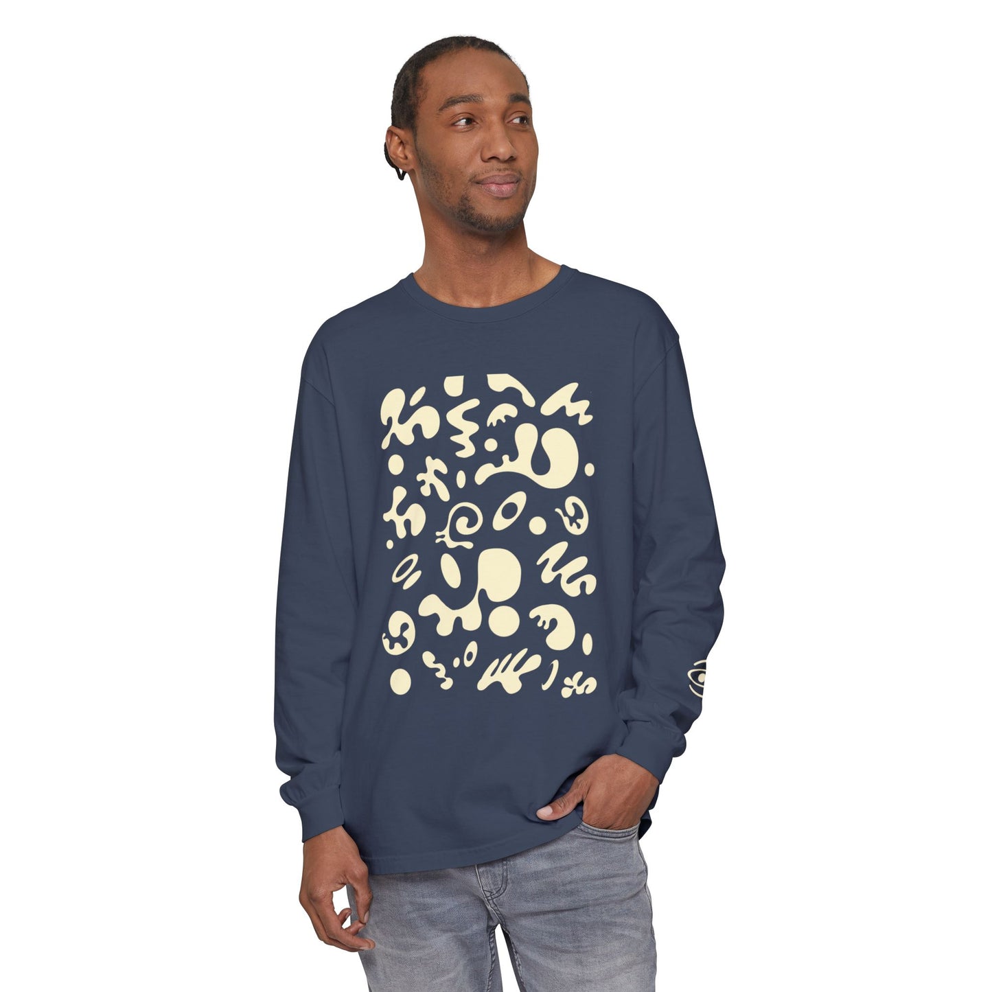Pure Imagination Unisex Garment-Dyed Long Sleeve T-Shirt - Blank Page White Print