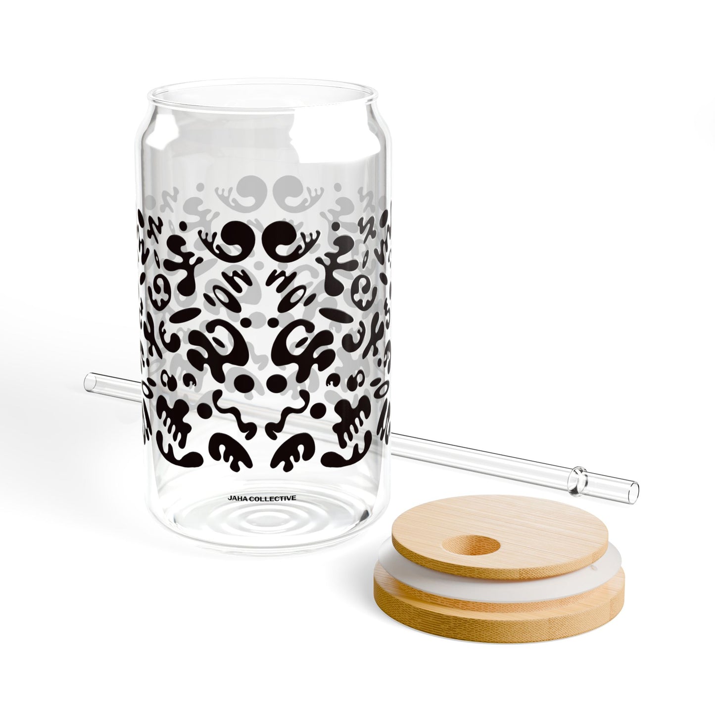 Mirror Work Sipper Glass with Bamboo Lid (16oz)
