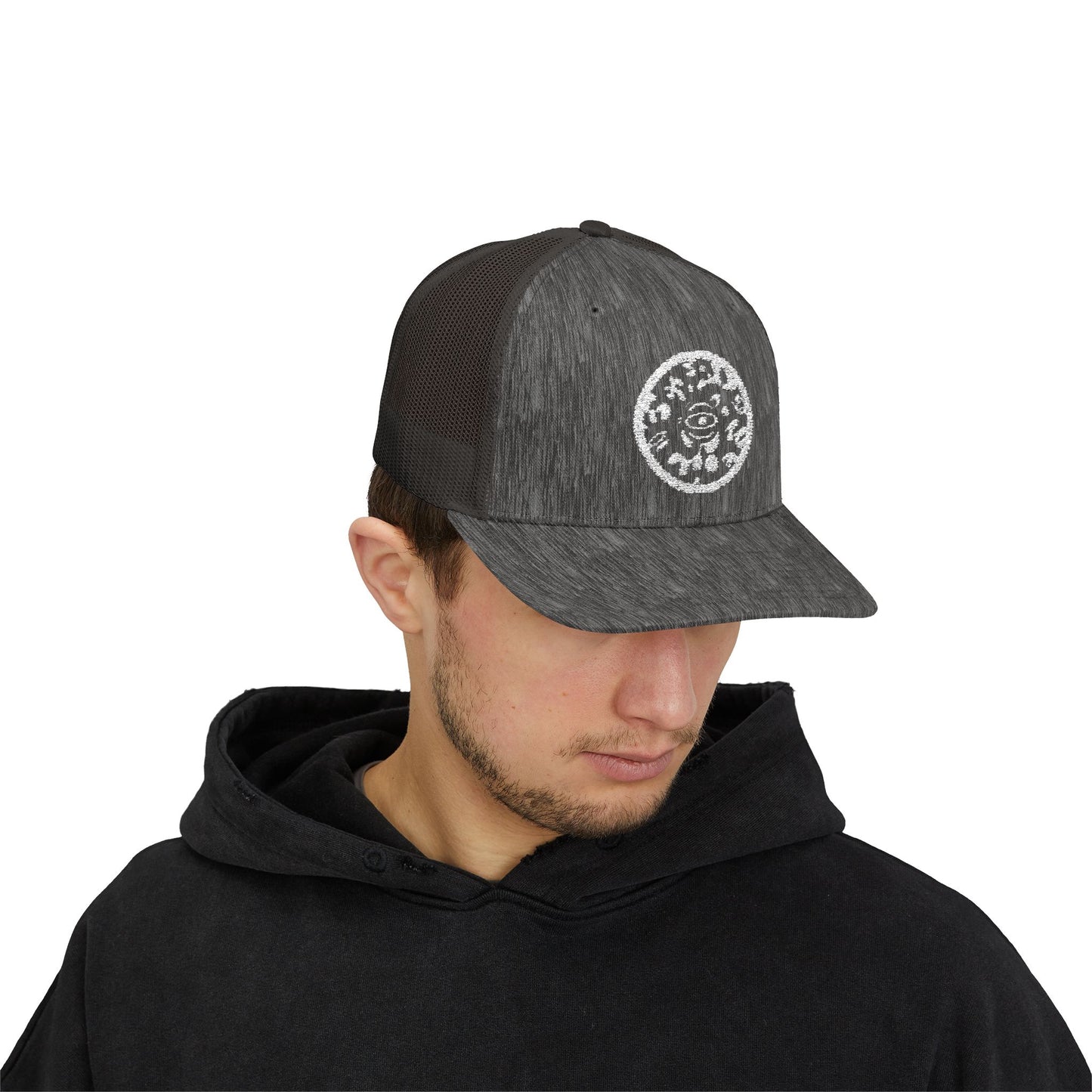Adorn'd Logo Embroidered Retro Trucker Hat - Starlight White