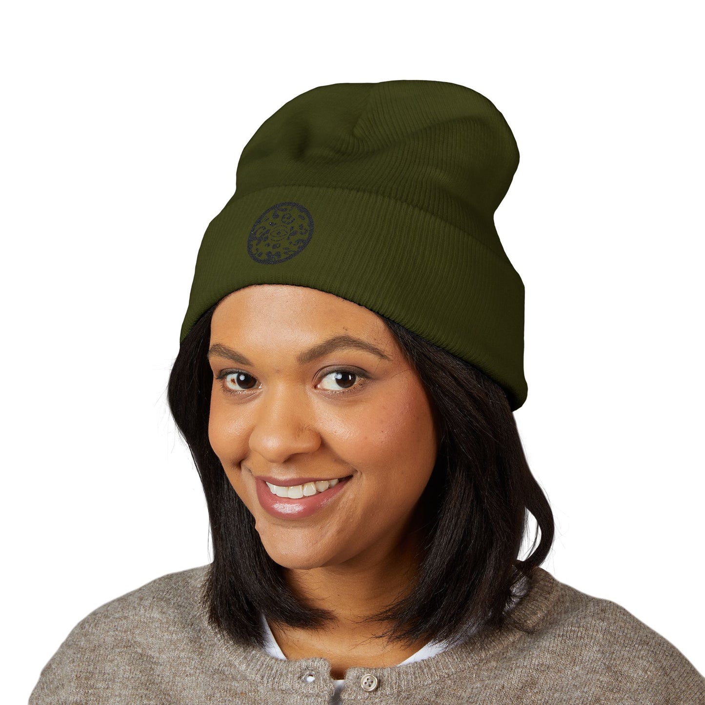 Adorn'd Logo Embroidered Classic Cuffed Beanie - Smoke Signal Black
