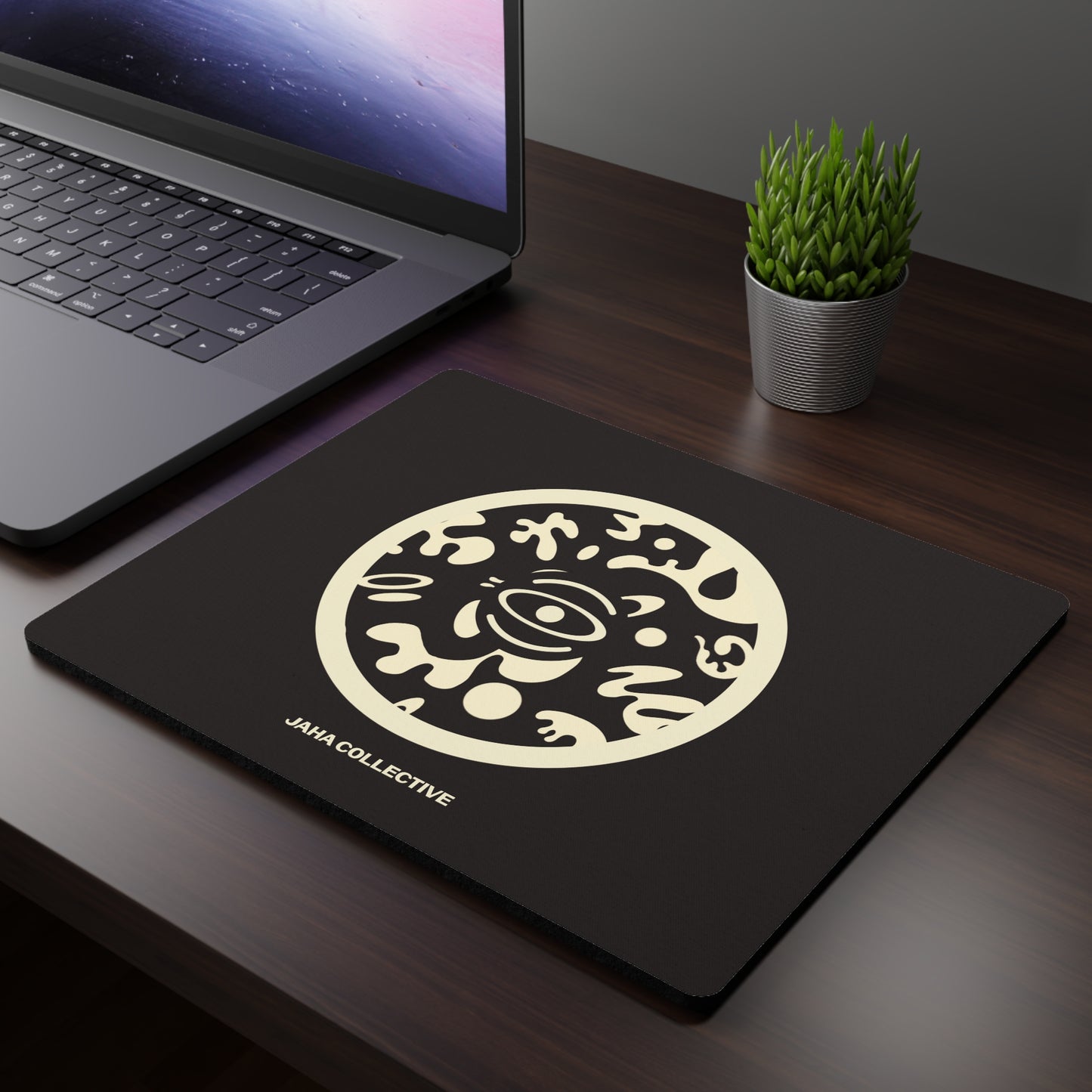 Adorn'd Minimalist Logo Rectangular Mouse Pad - Smoke Signal Black