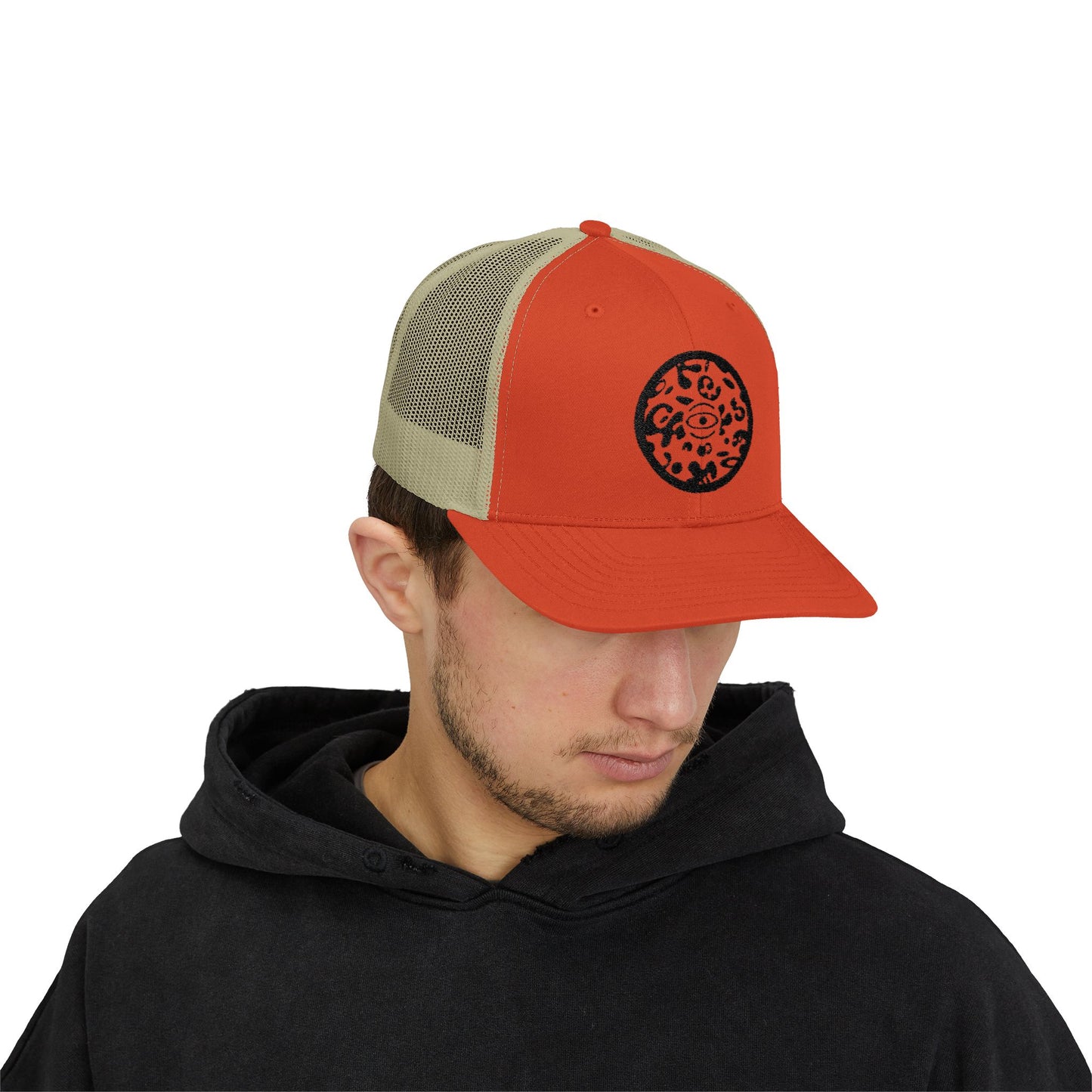 Adorn'd Logo Embroidered Retro Trucker Hat - Smoke Signal Black
