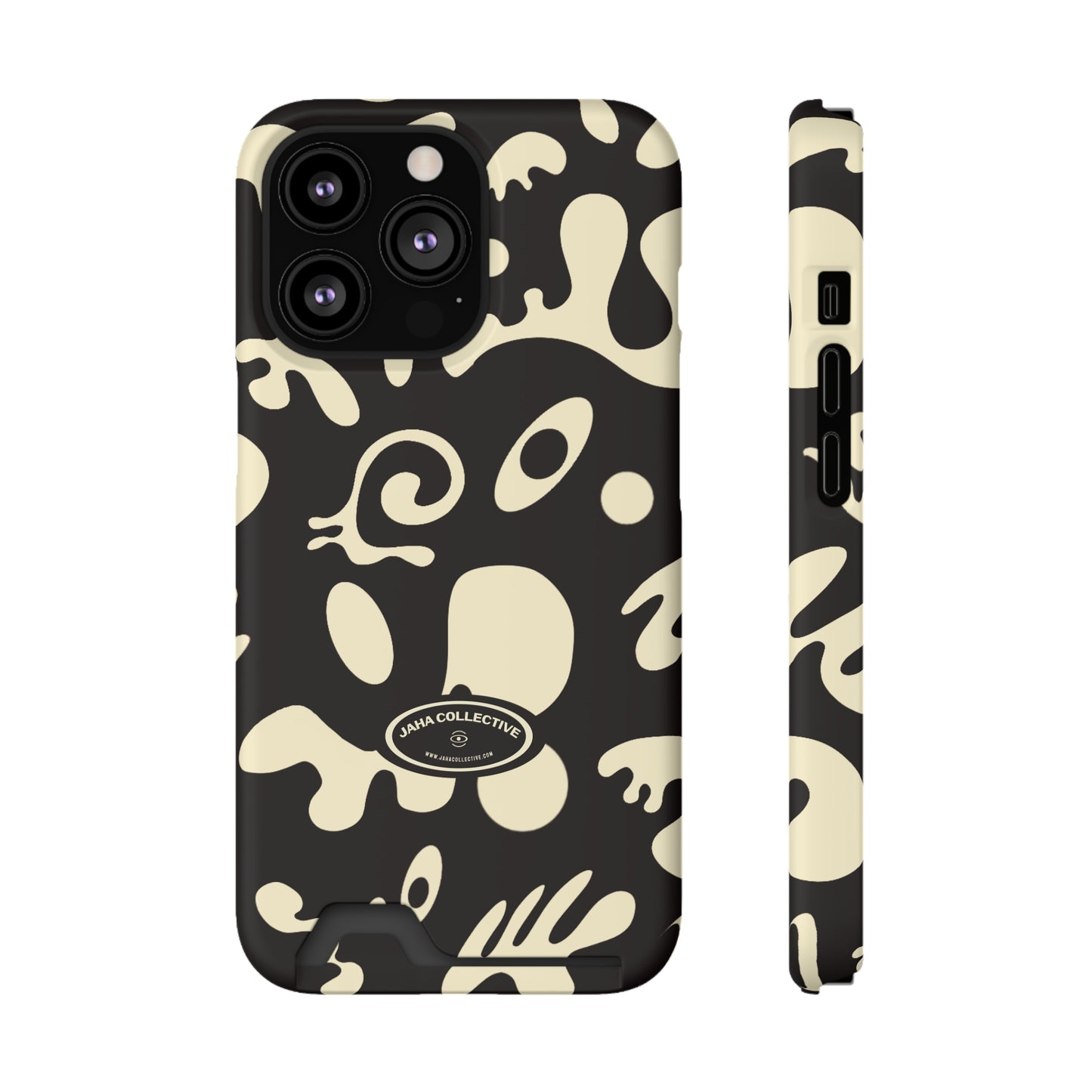 Pure Imagination Phone Case w Card Holder - Smoke Signal Black