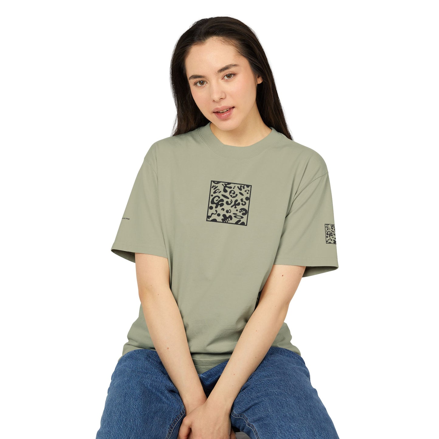 Adorn'd Minimalist Embroidered Unisex Heavy Faded Tee - Smoke Signal Black