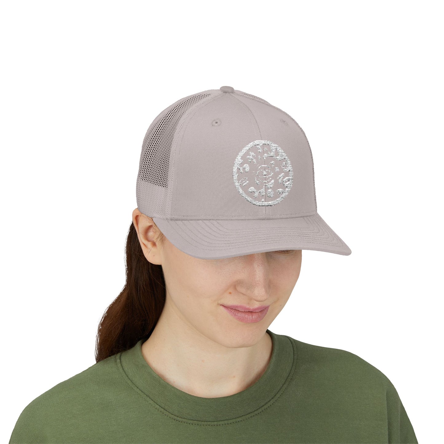 Adorn'd Logo Embroidered Retro Trucker Hat - Starlight White